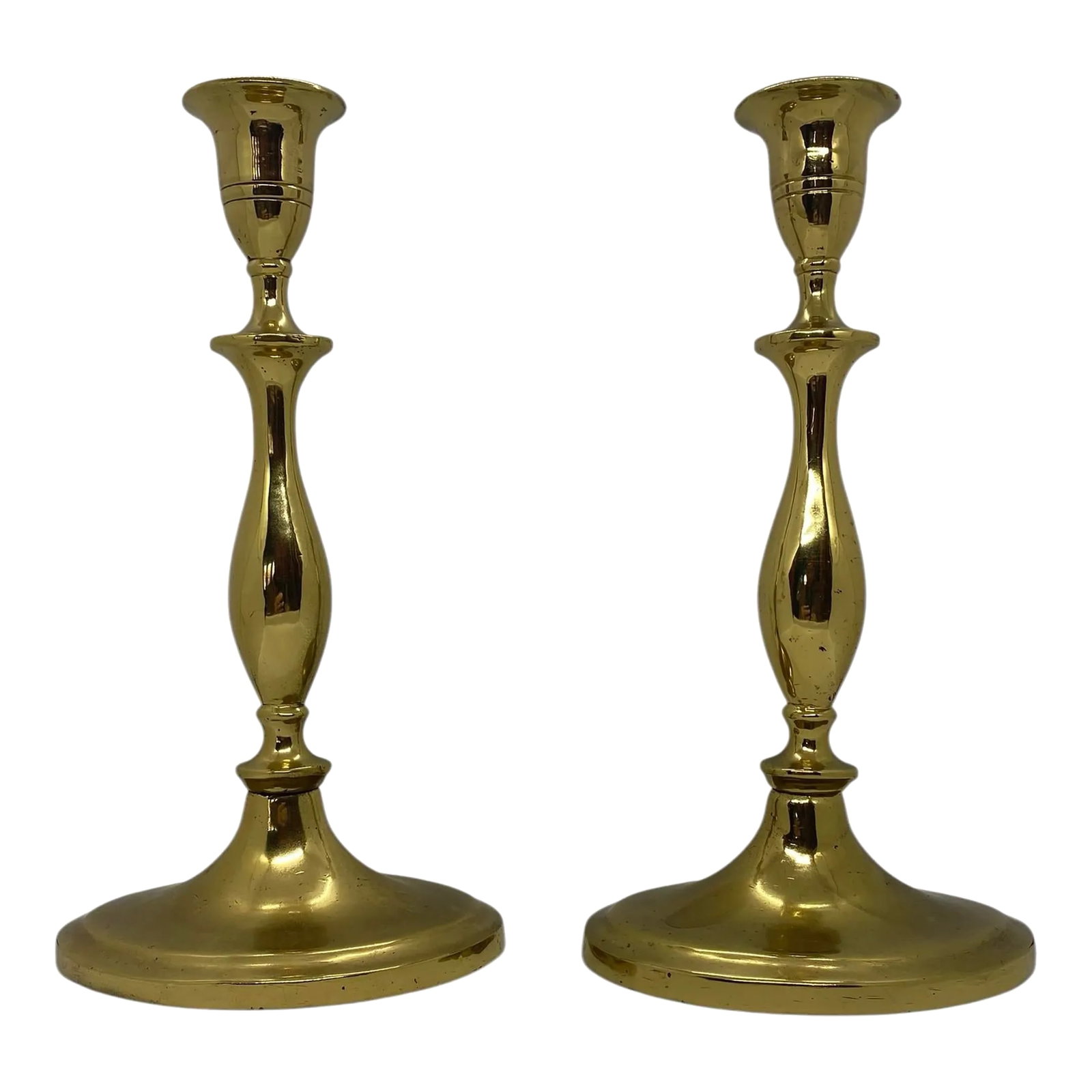 Antique Regency-Style Solid Brass Candle Holders With Oval Bases - a Pair: Beautiful Antique Regency-Style Solid Brass Candleholders - 10 1/4" Height, 5 1/2" Oval Bases - A Stunning Pair Illuminate your home with these exquisite Antique Regency-Style solid brass