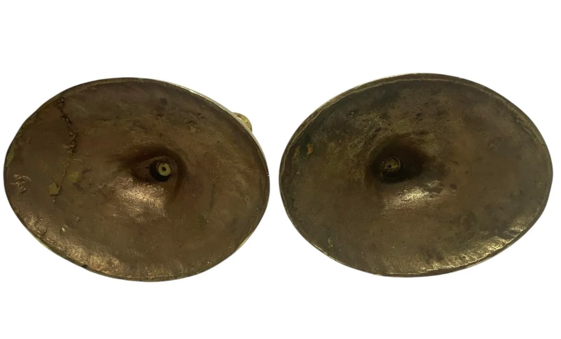 Antique Regency-Style Solid Brass Candle Holders With Oval Bases - a Pair - 6