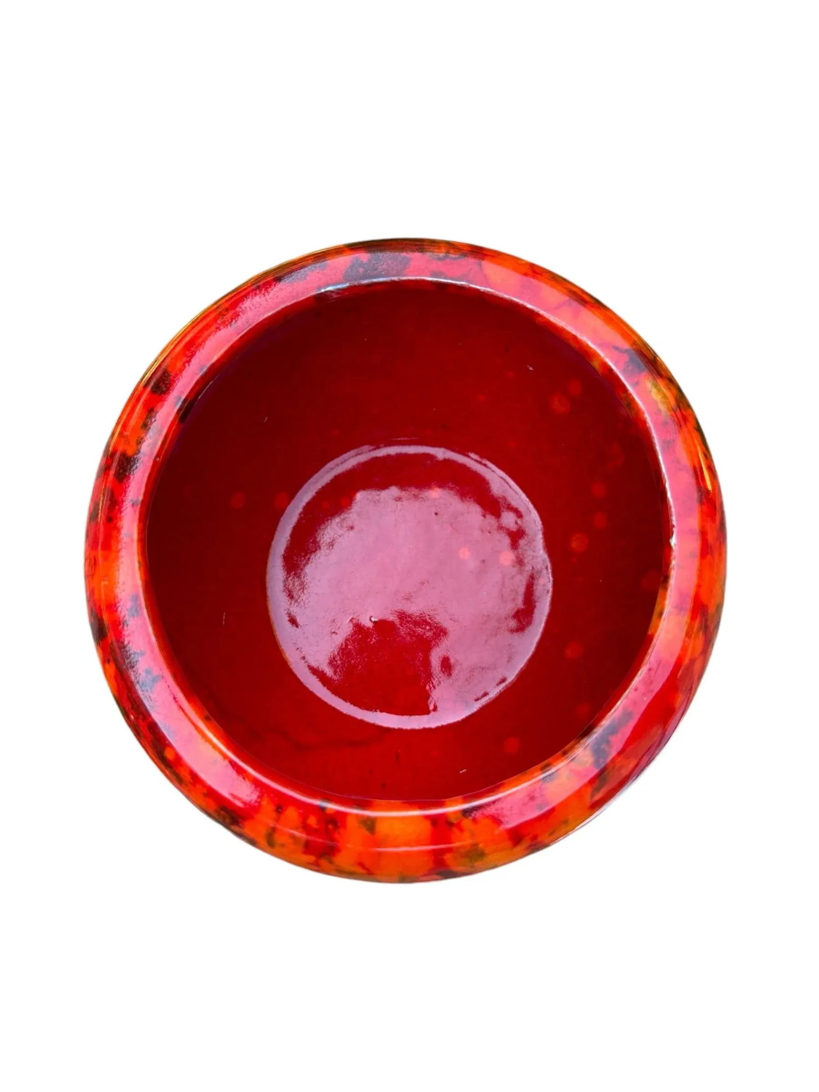 1970's Lava Orange Red Glazed Ceramic Planter - 6
