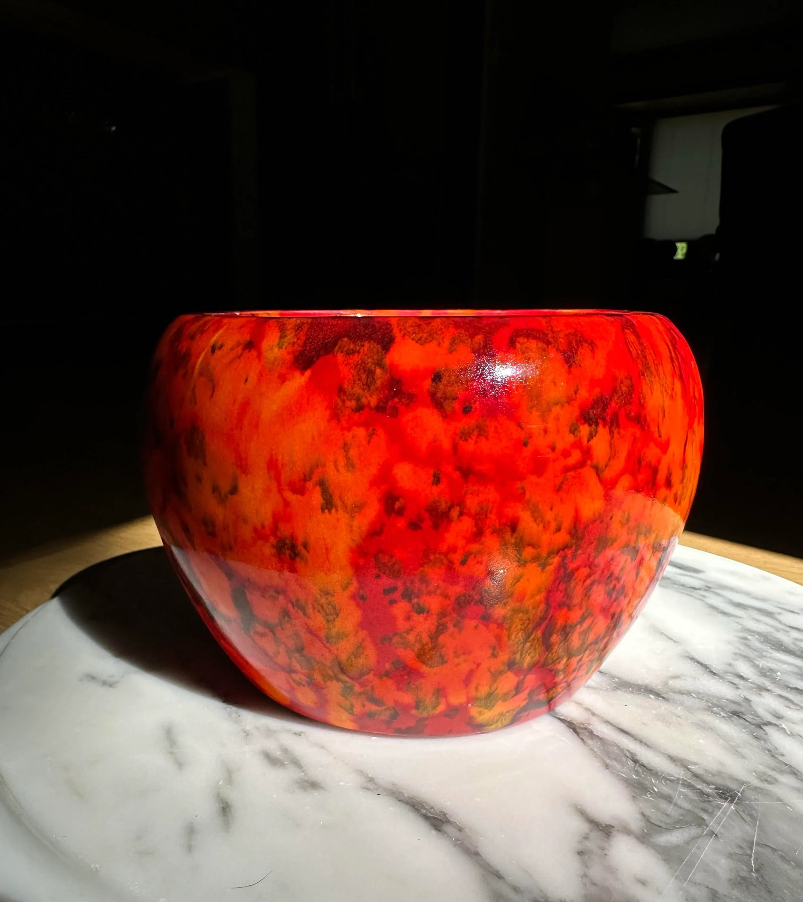 1970's Lava Orange Red Glazed Ceramic Planter - 7