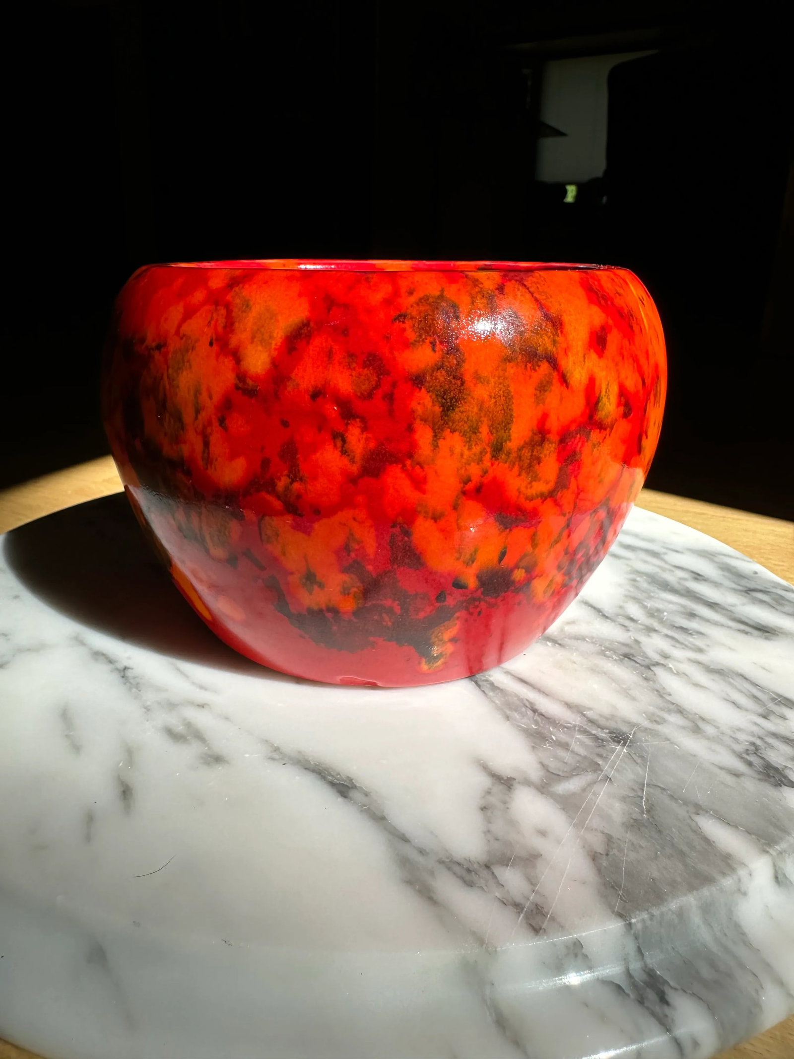 1970's Lava Orange Red Glazed Ceramic Planter - 8