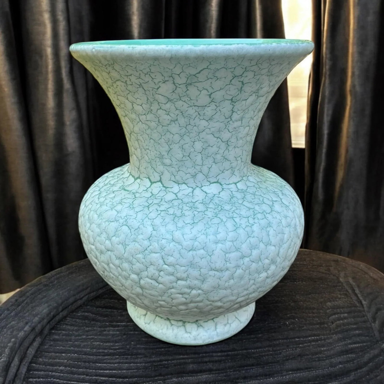1950's Germany Cortina Craquelure Green Vase - 2