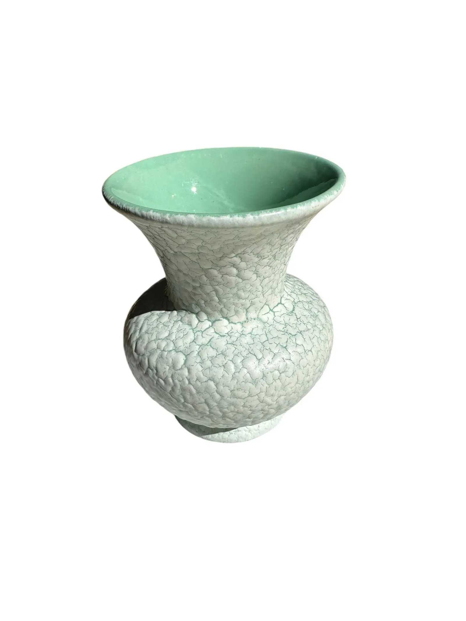 1950's Germany Cortina Craquelure Green Vase - 3