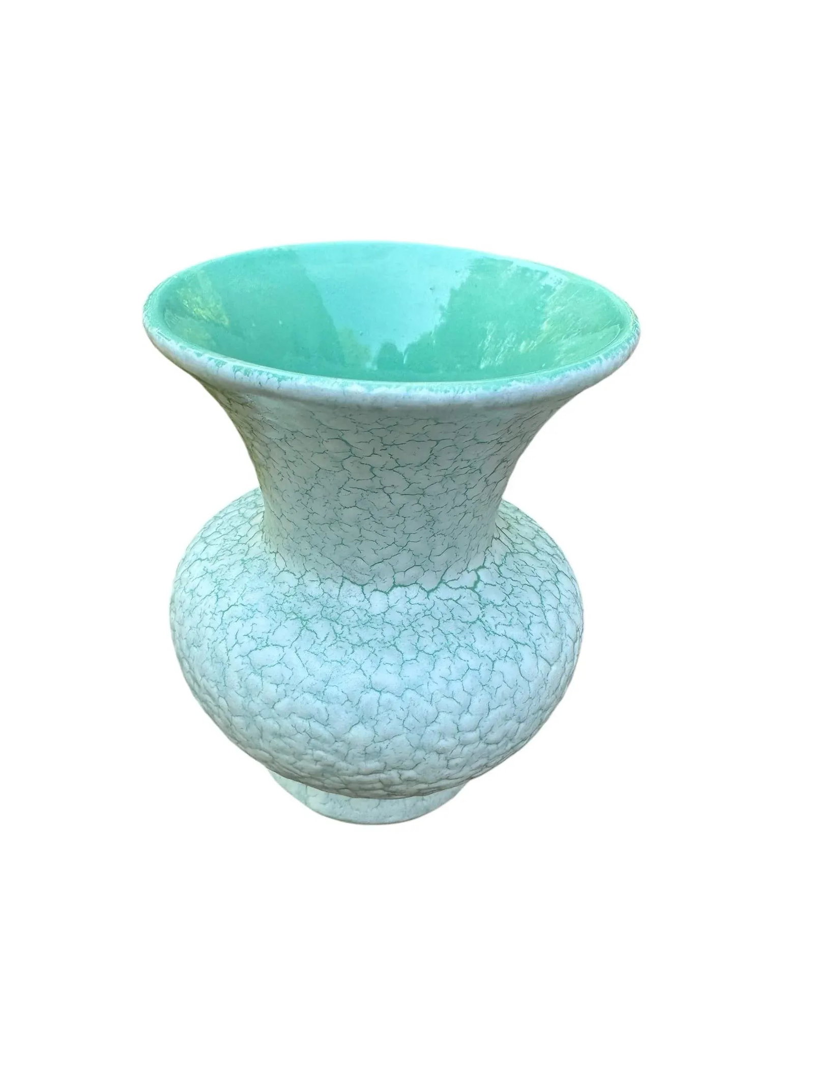 1950's Germany Cortina Craquelure Green Vase - 4