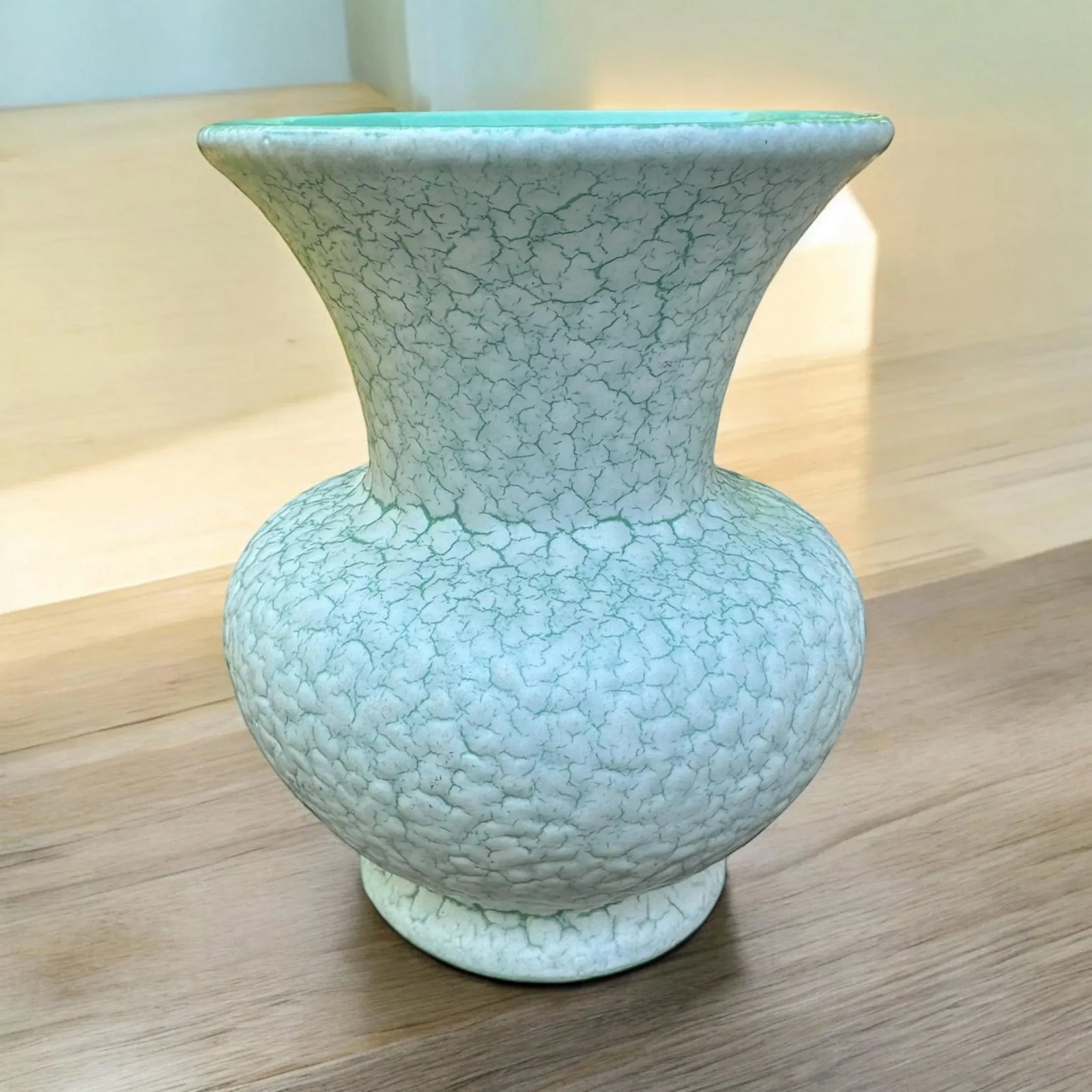 1950's Germany Cortina Craquelure Green Vase - 5