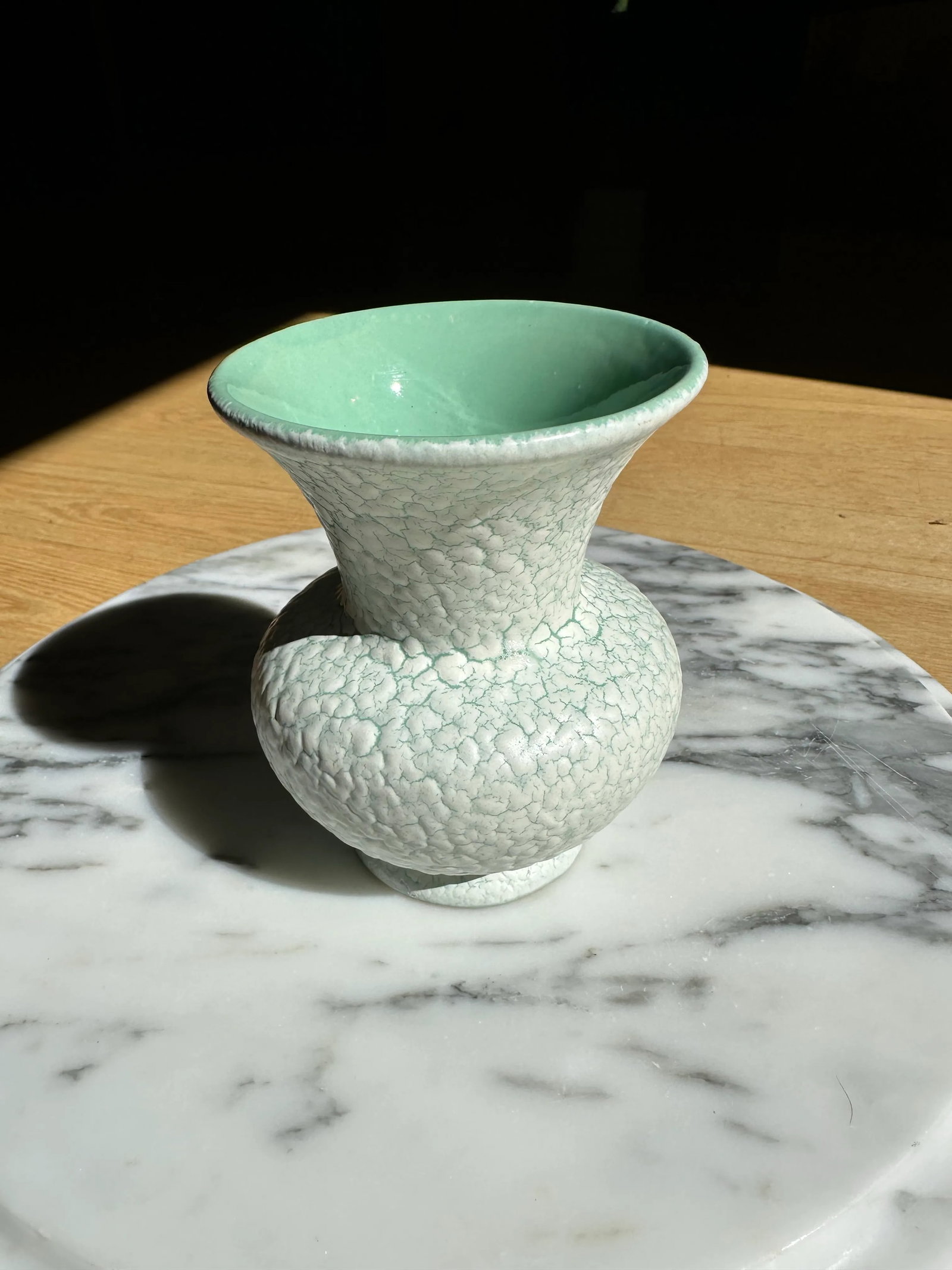 1950's Germany Cortina Craquelure Green Vase - 7