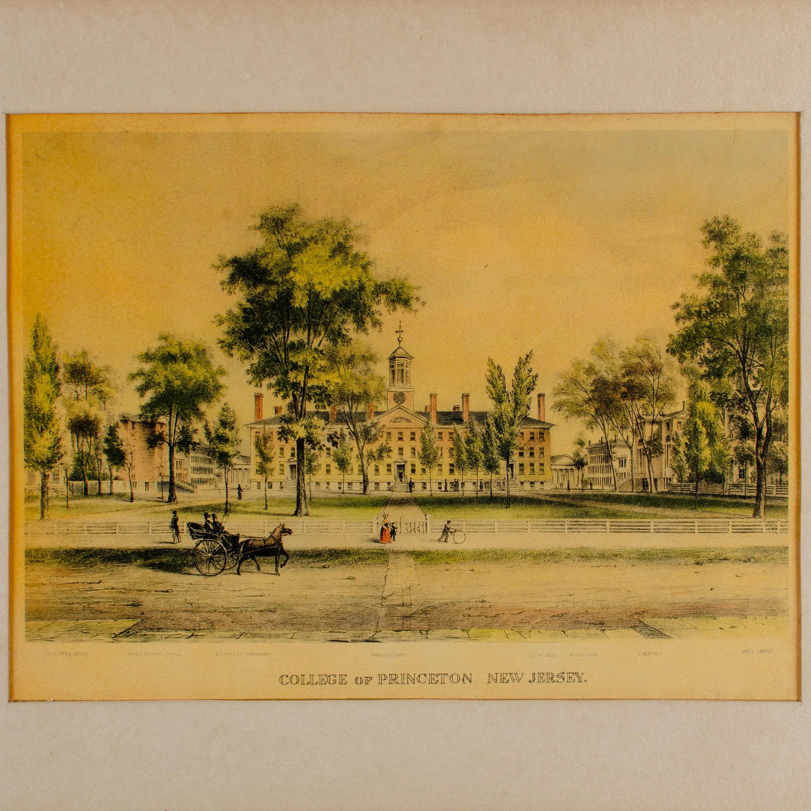 Princeton University, Nassau Hall, Vintage Framed Print - 2
