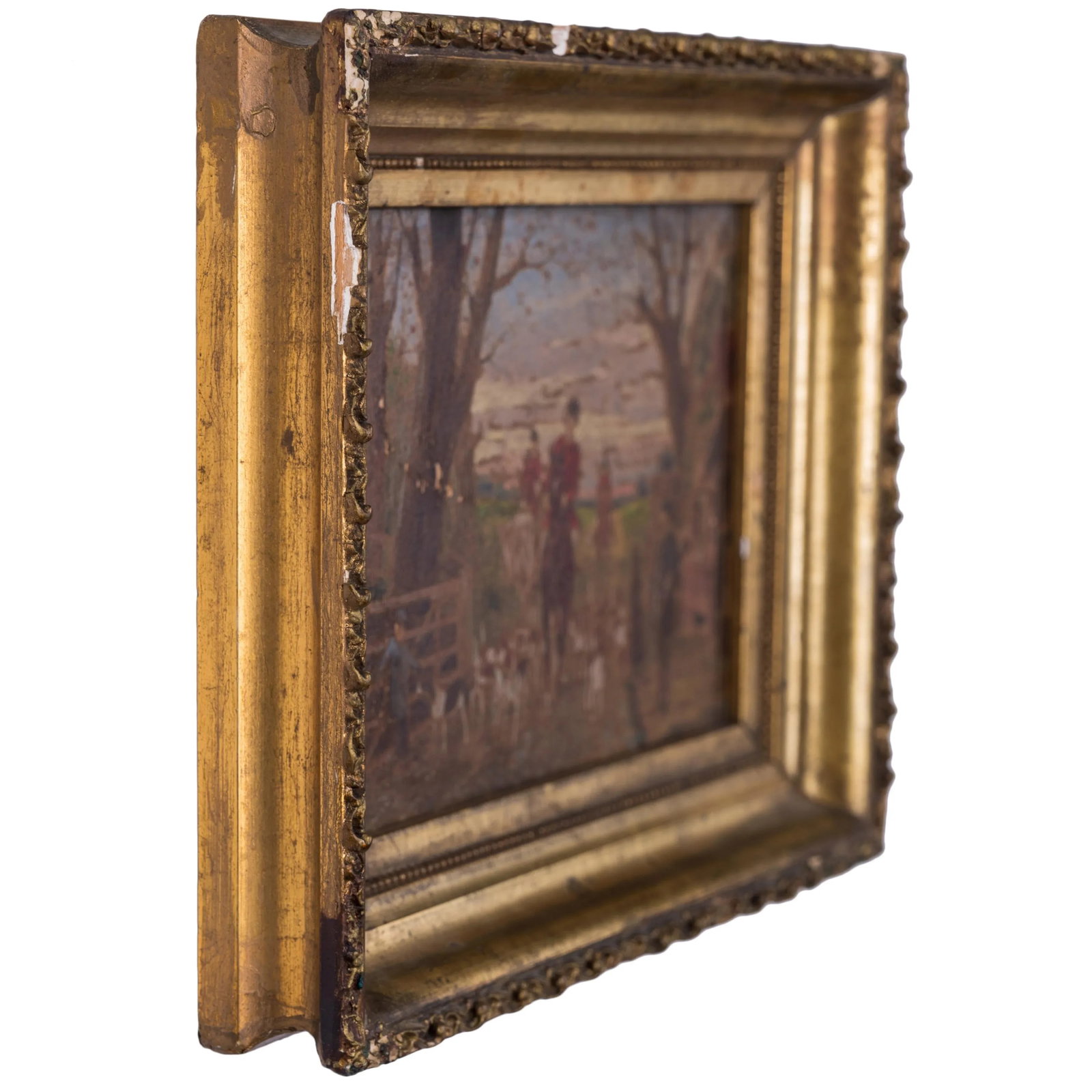 Miniature Hunt Scene Painting on Board - 3