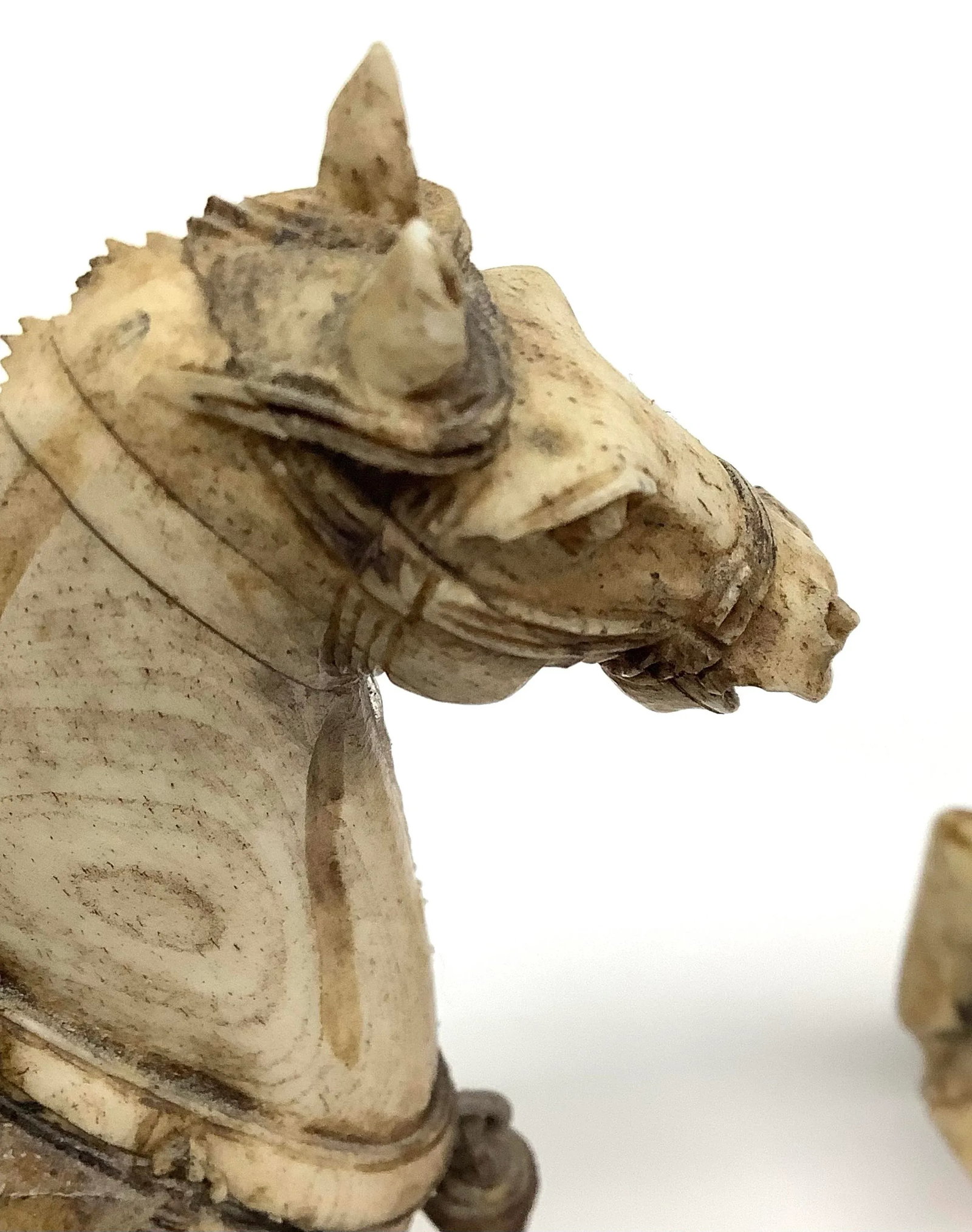 Tessellated Bone Hand Carved Tang Horses a Pair - 3