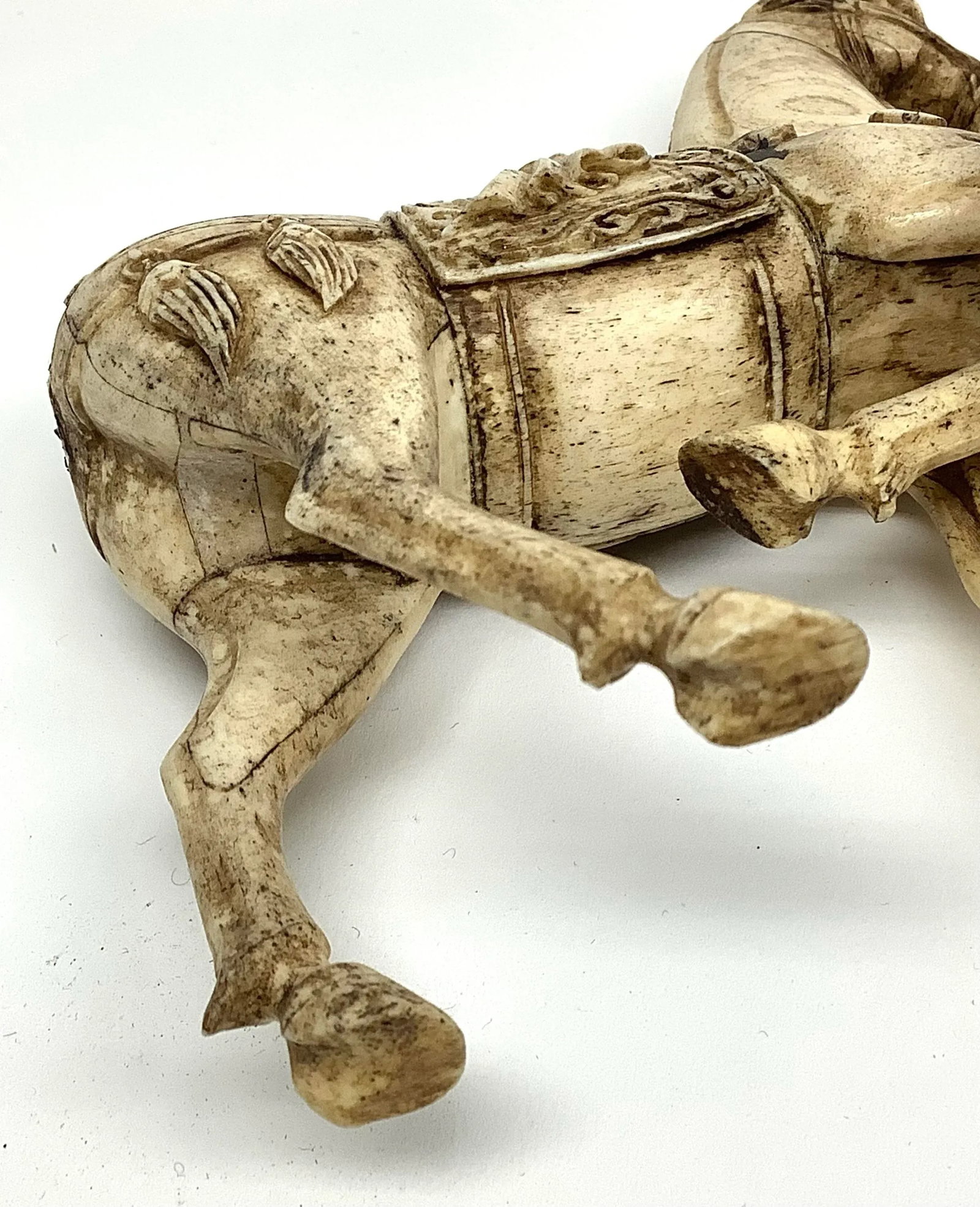 Tessellated Bone Hand Carved Tang Horses a Pair - 6