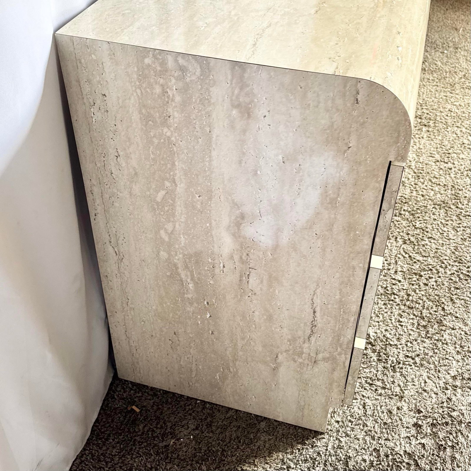 1980s Postmodern Faux Travertine Laminate Waterfall Dresser - 6