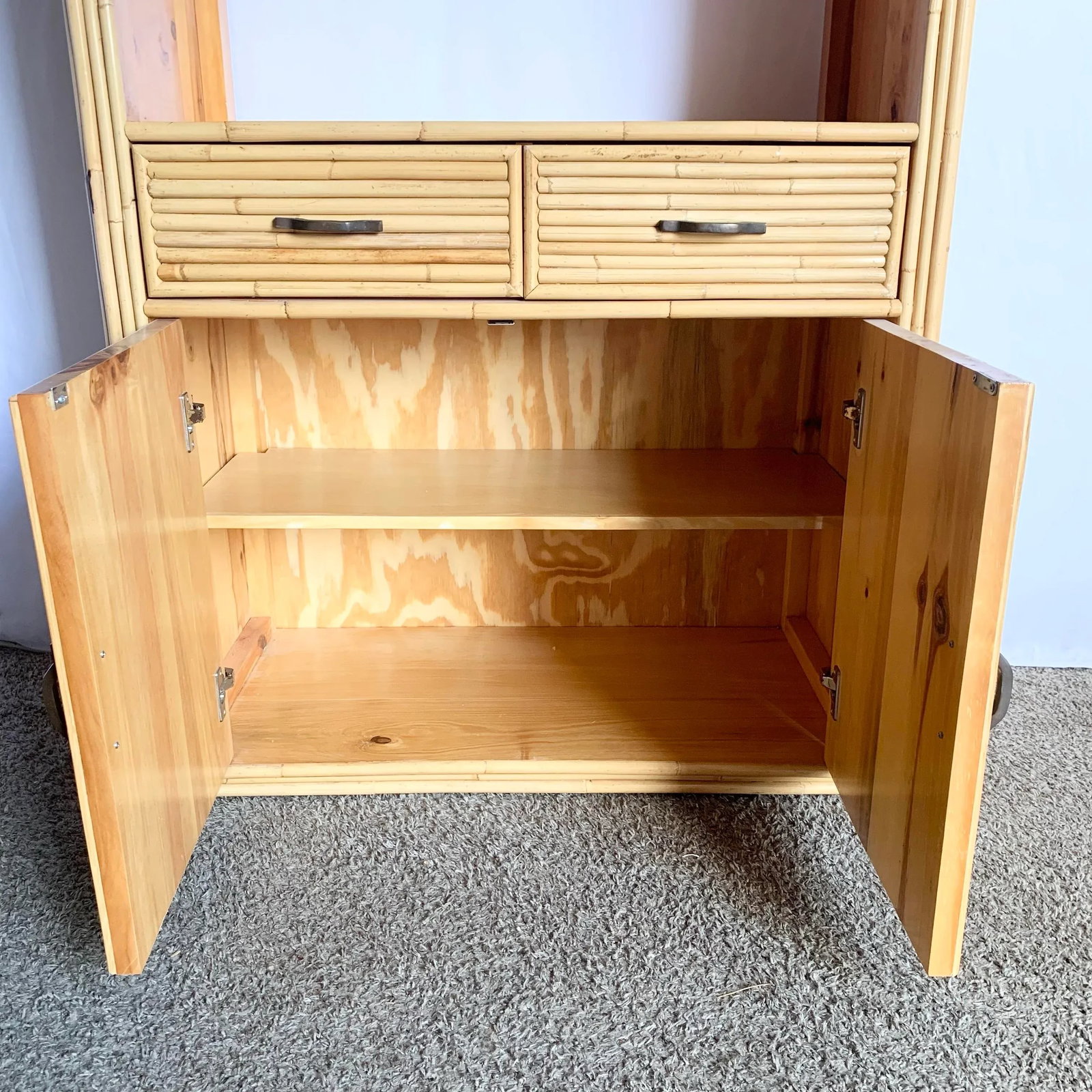 Boho Chic Coastal Bamboo and Wood Etagere/Cabinet - 10