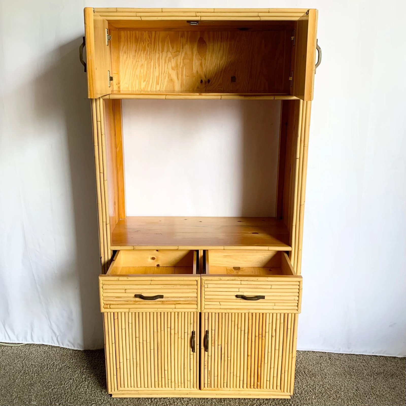 Boho Chic Coastal Bamboo and Wood Etagere/Cabinet - 8