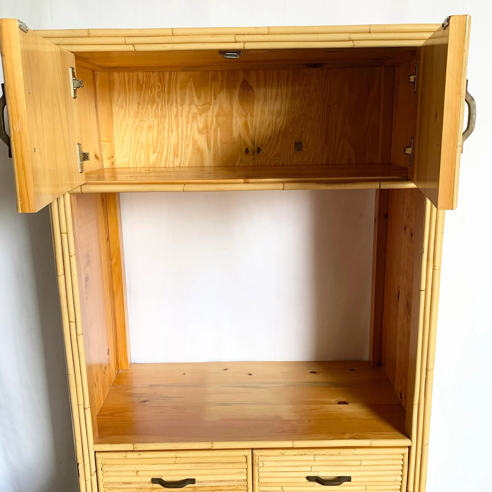 Boho Chic Coastal Bamboo and Wood Etagere/Cabinet - 9