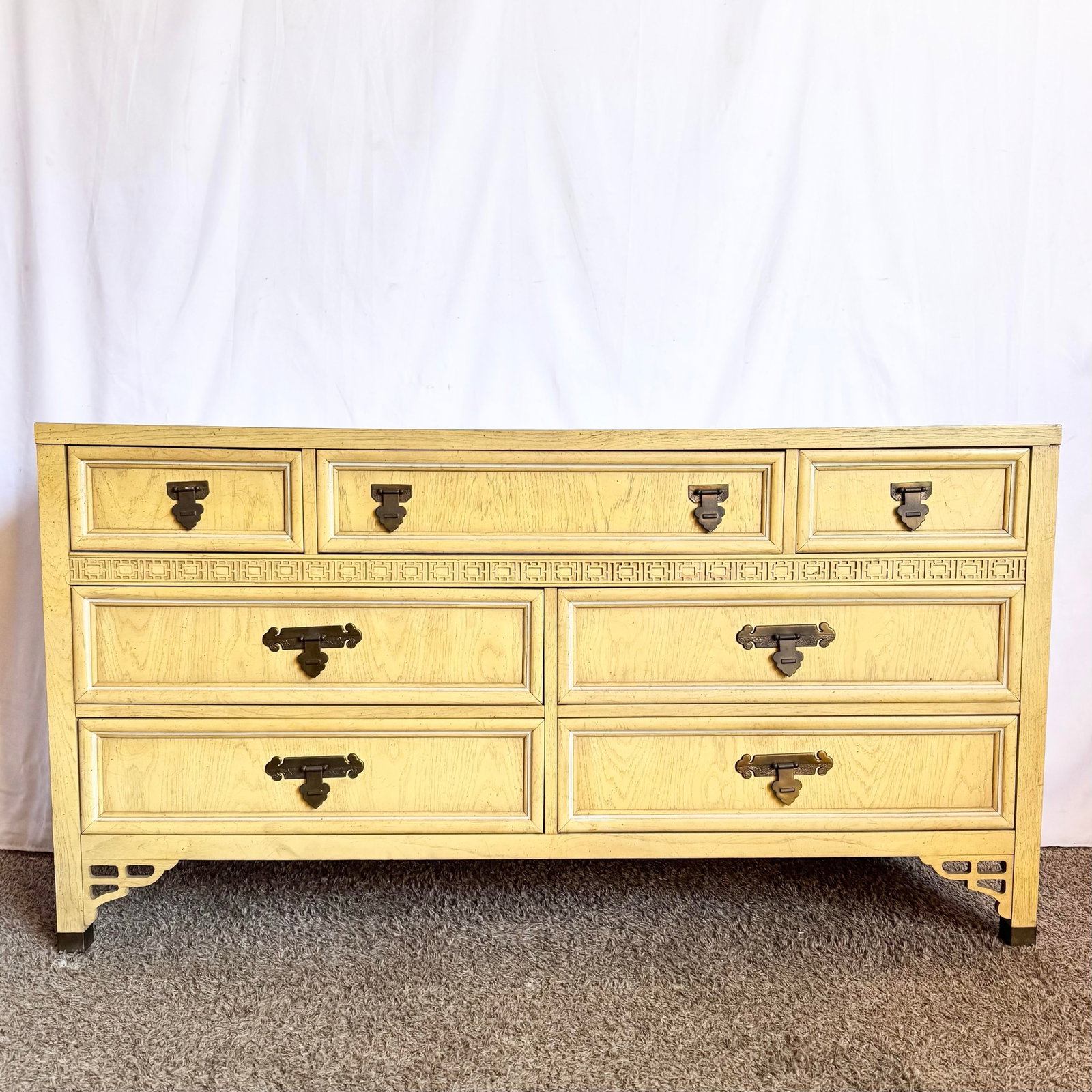 Vintage Chinoiserie "Shanglrila" Dresser With Mirror by Dixie - 2