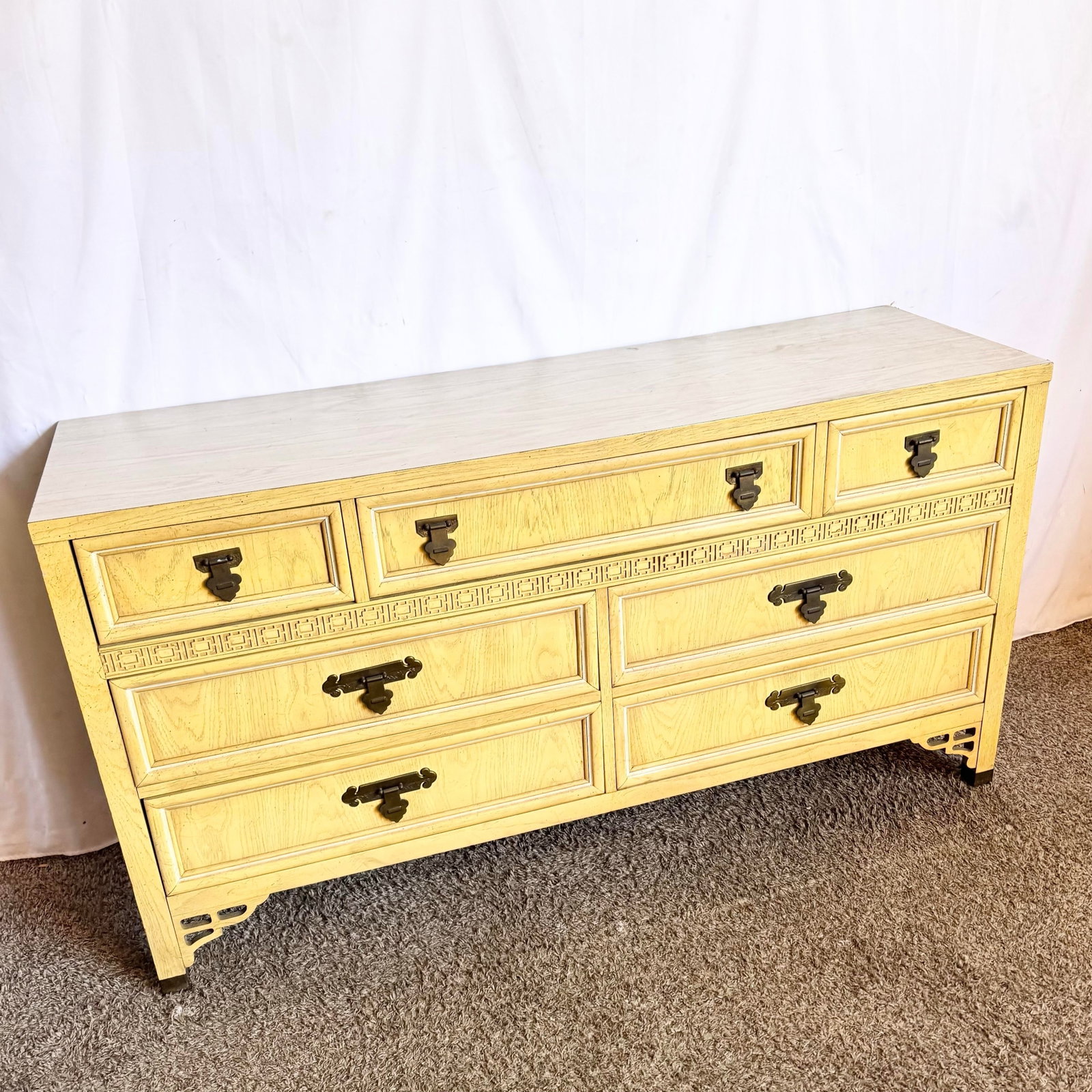 Vintage Chinoiserie "Shanglrila" Dresser With Mirror by Dixie - 4