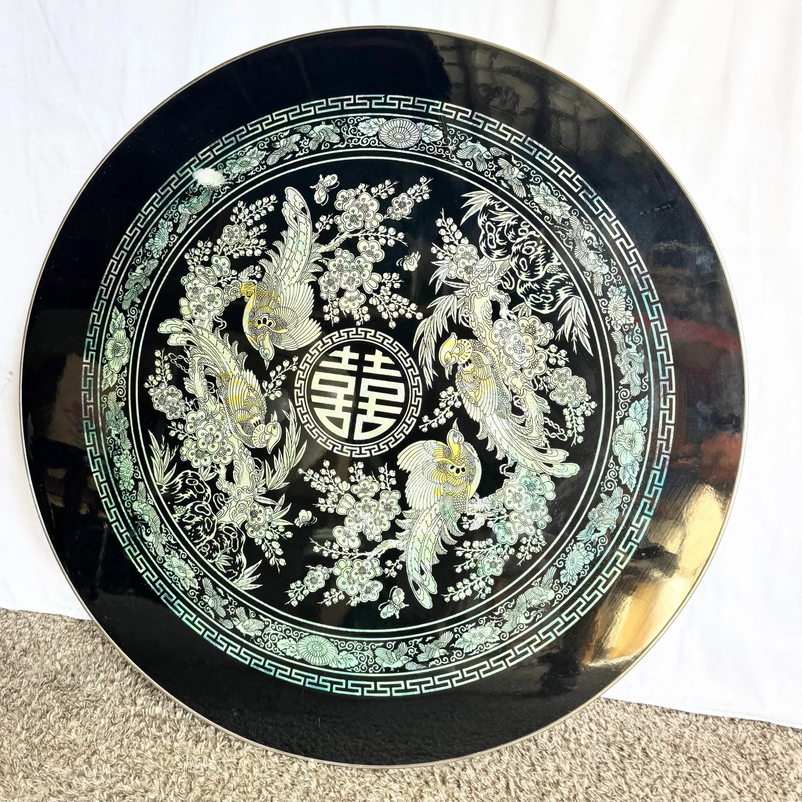 Vintage Korean Mother of Pearl Inlay Foldable Coffee Table - 4