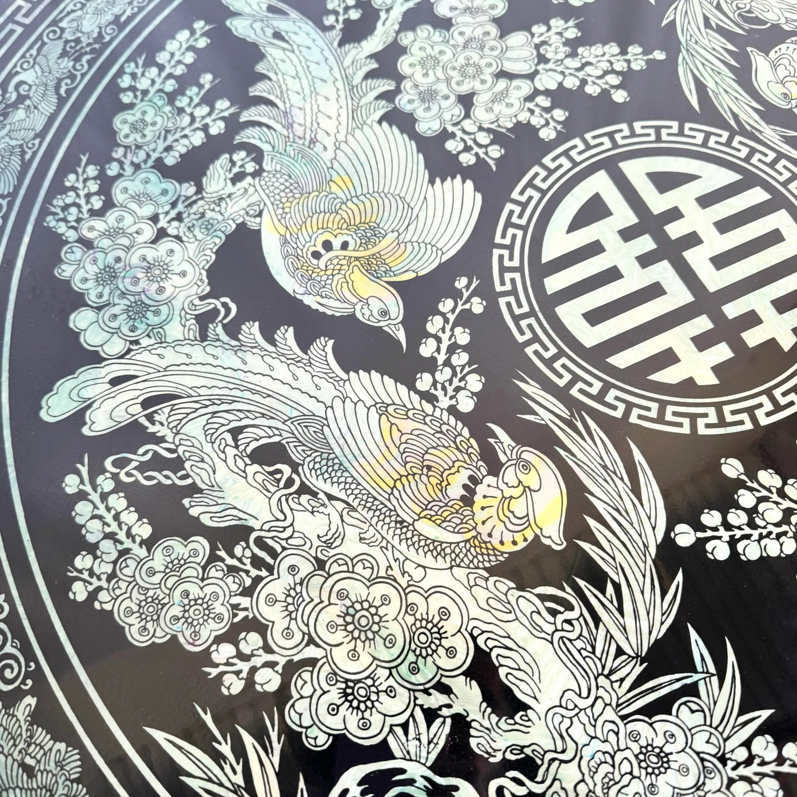 Vintage Korean Mother of Pearl Inlay Foldable Coffee Table - 5