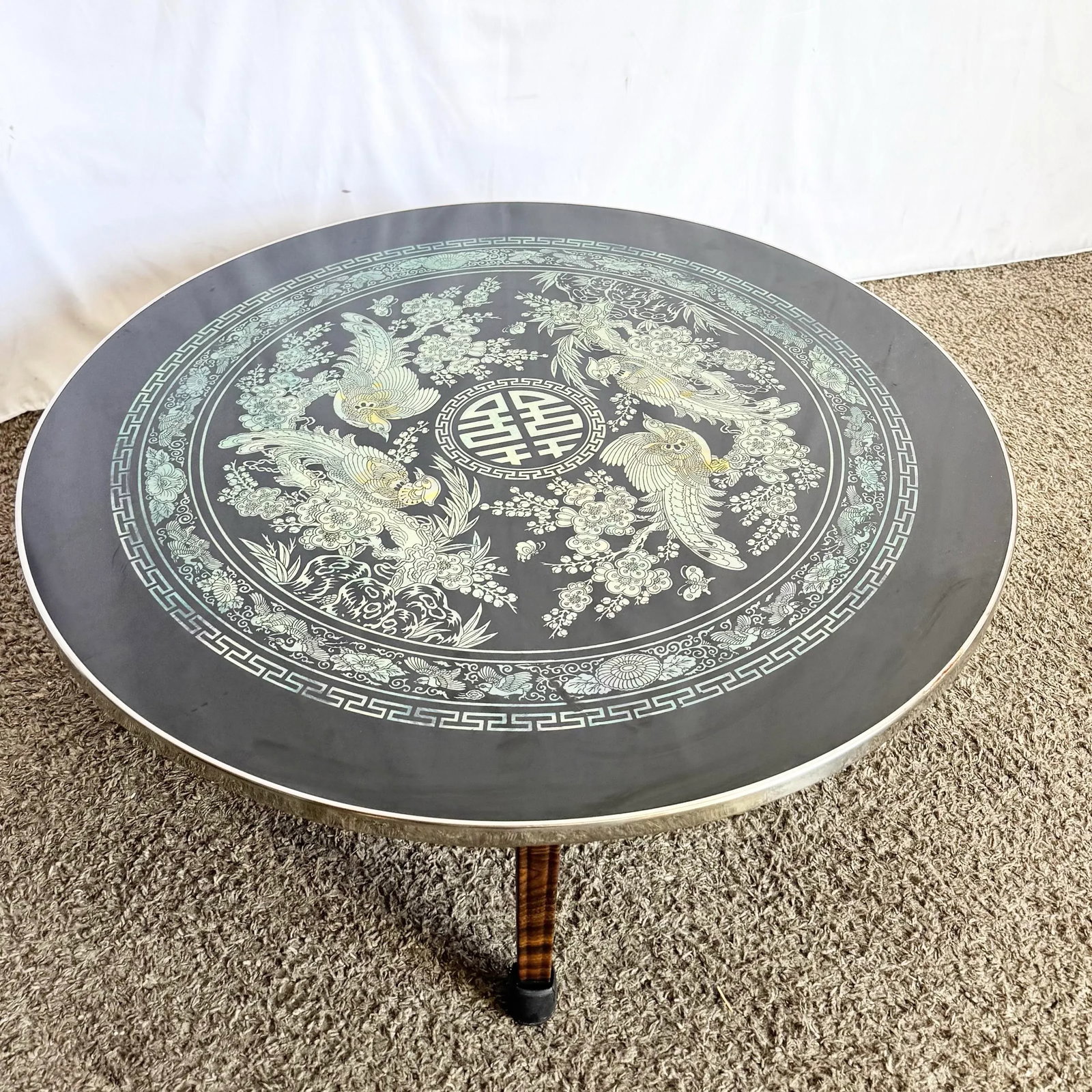 Vintage Korean Mother of Pearl Inlay Foldable Coffee Table - 7