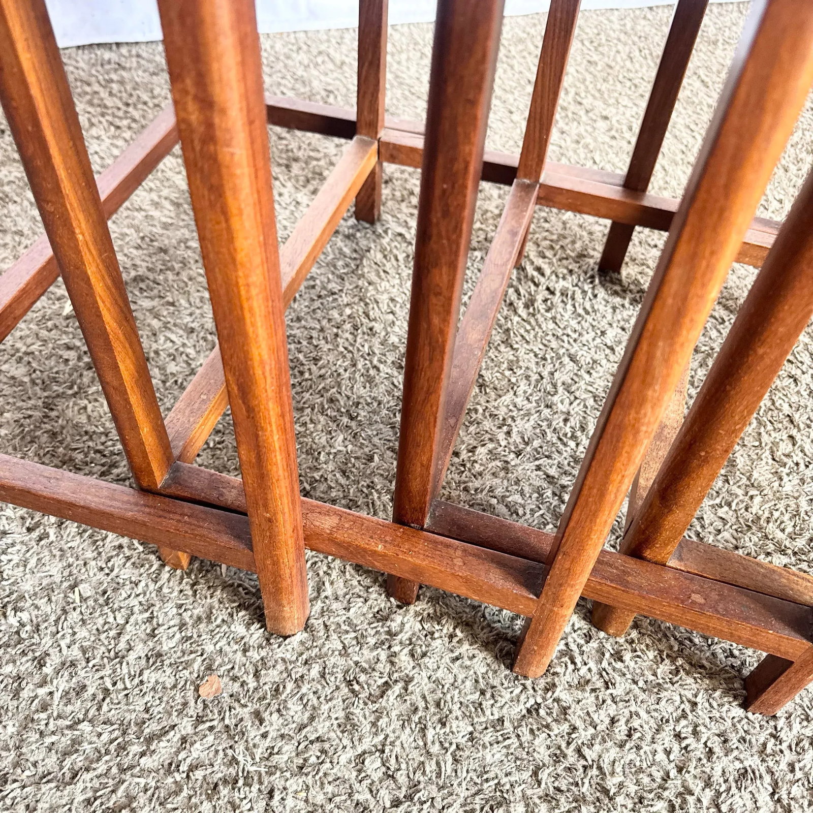 Vintage Indian Carved Hardwood Nesting Tables - Set of 4 - 9