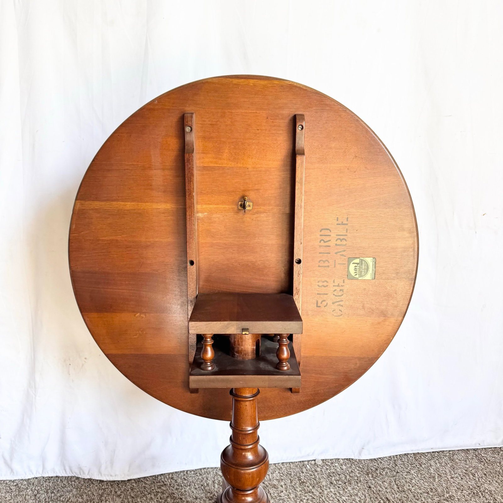 Antique Colonial Wooden Tilt Top Occasional/Bird Cage Table - 3