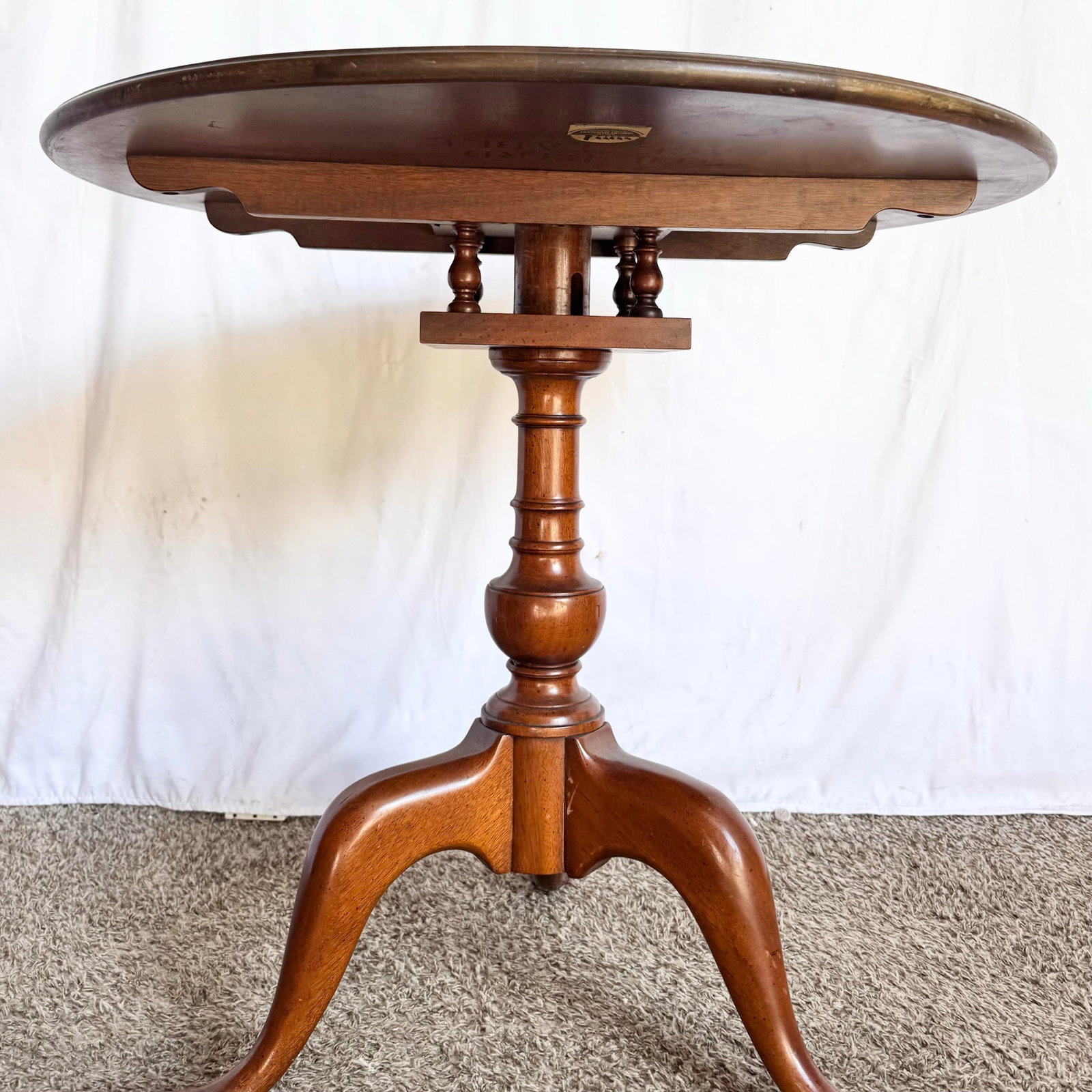 Antique Colonial Wooden Tilt Top Occasional/Bird Cage Table - 4