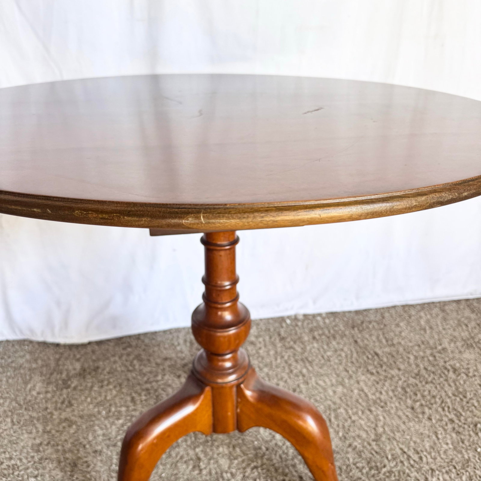 Antique Colonial Wooden Tilt Top Occasional/Bird Cage Table - 7