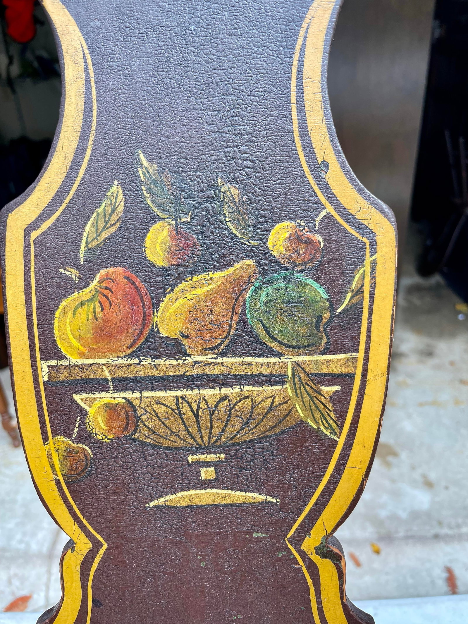 Antique Pennsylvania Balloon Back Tole Painted Chairs - Set of Six - 10