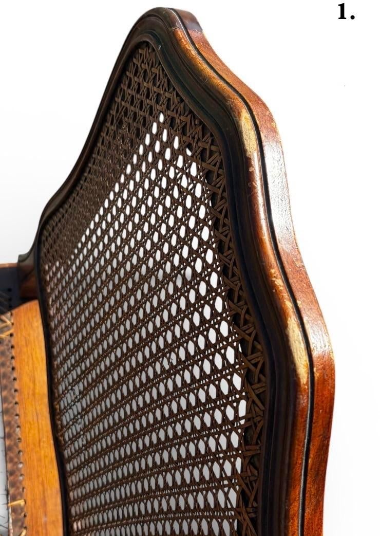 Set of 4 Mid 20th Century French Louis XV Style Walnut Caned Dining Chairs - Handwoven Cane Seats & - 12