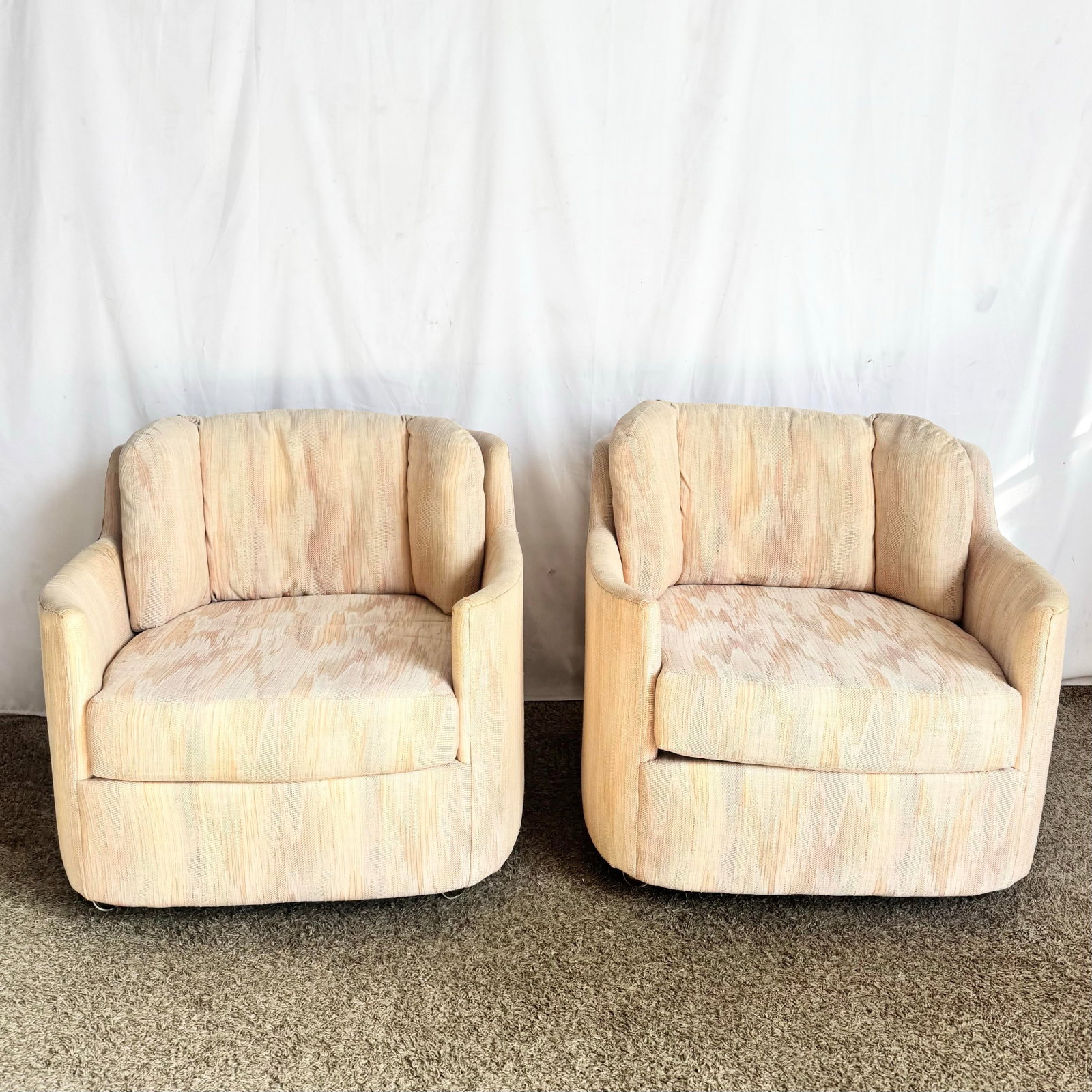 Postmodern Light Pink Sculpted Lounge Chairs by Carson's - A Pair - 2