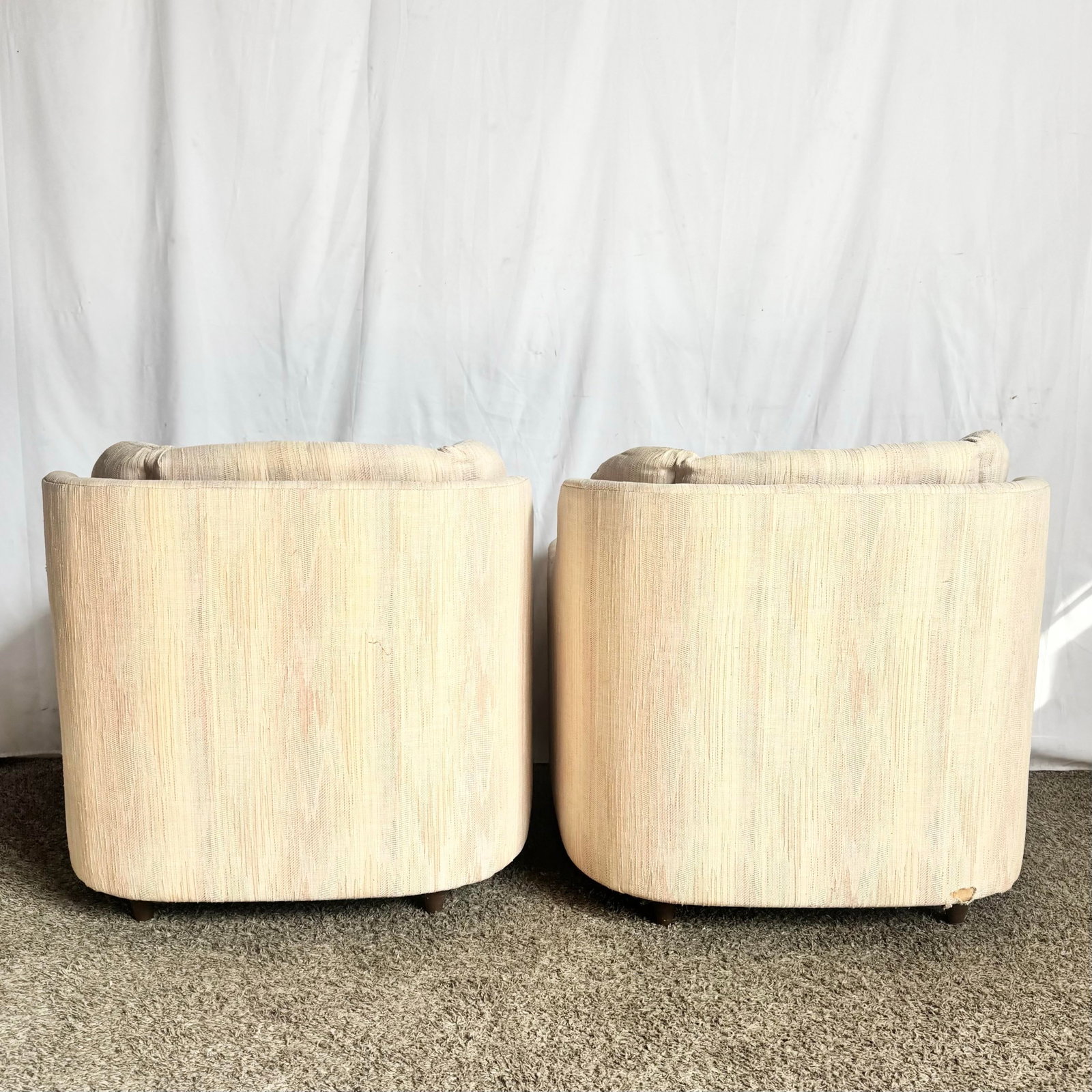 Postmodern Light Pink Sculpted Lounge Chairs by Carson's - A Pair - 3