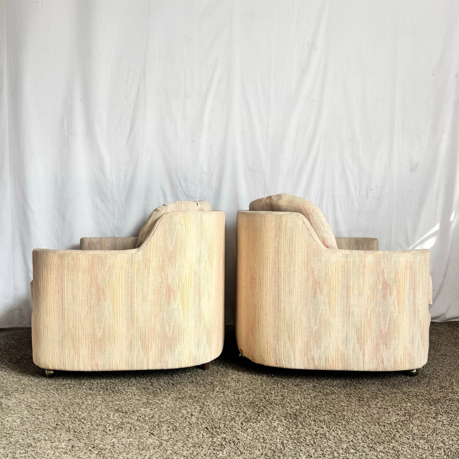 Postmodern Light Pink Sculpted Lounge Chairs by Carson's - A Pair - 4