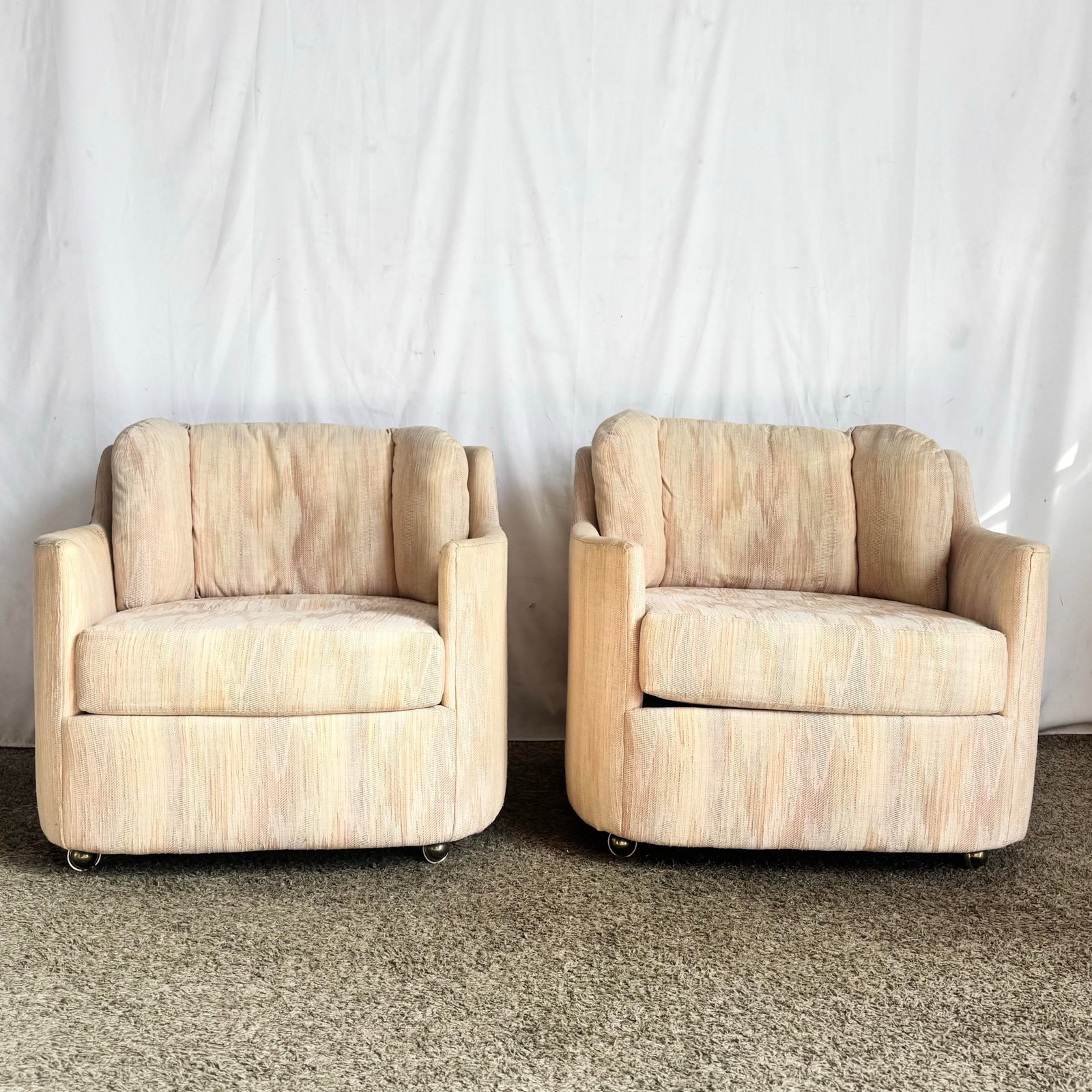 Postmodern Light Pink Sculpted Lounge Chairs by Carson's - A Pair - 5