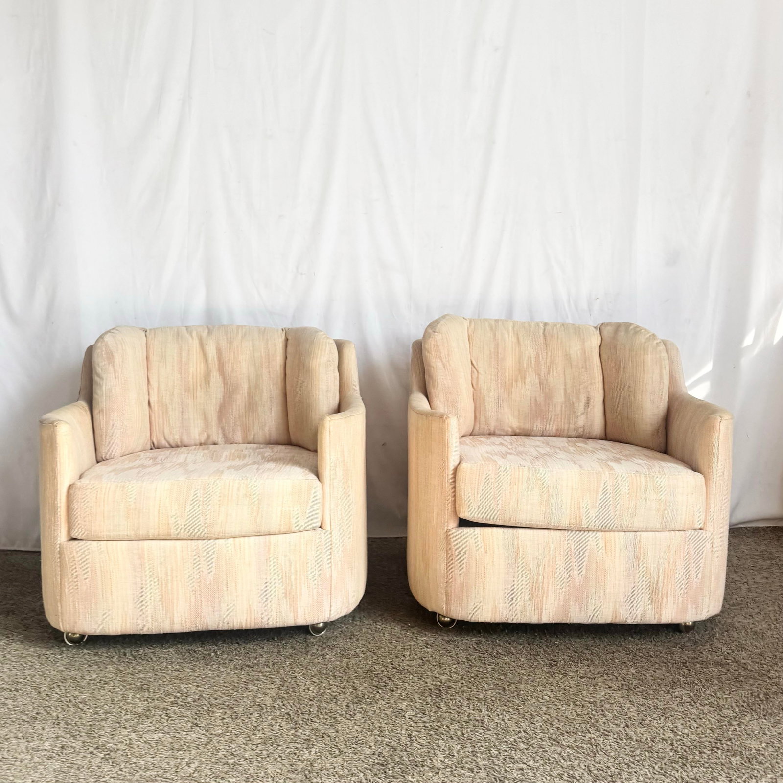 Postmodern Light Pink Sculpted Lounge Chairs by Carson's - A Pair - 8