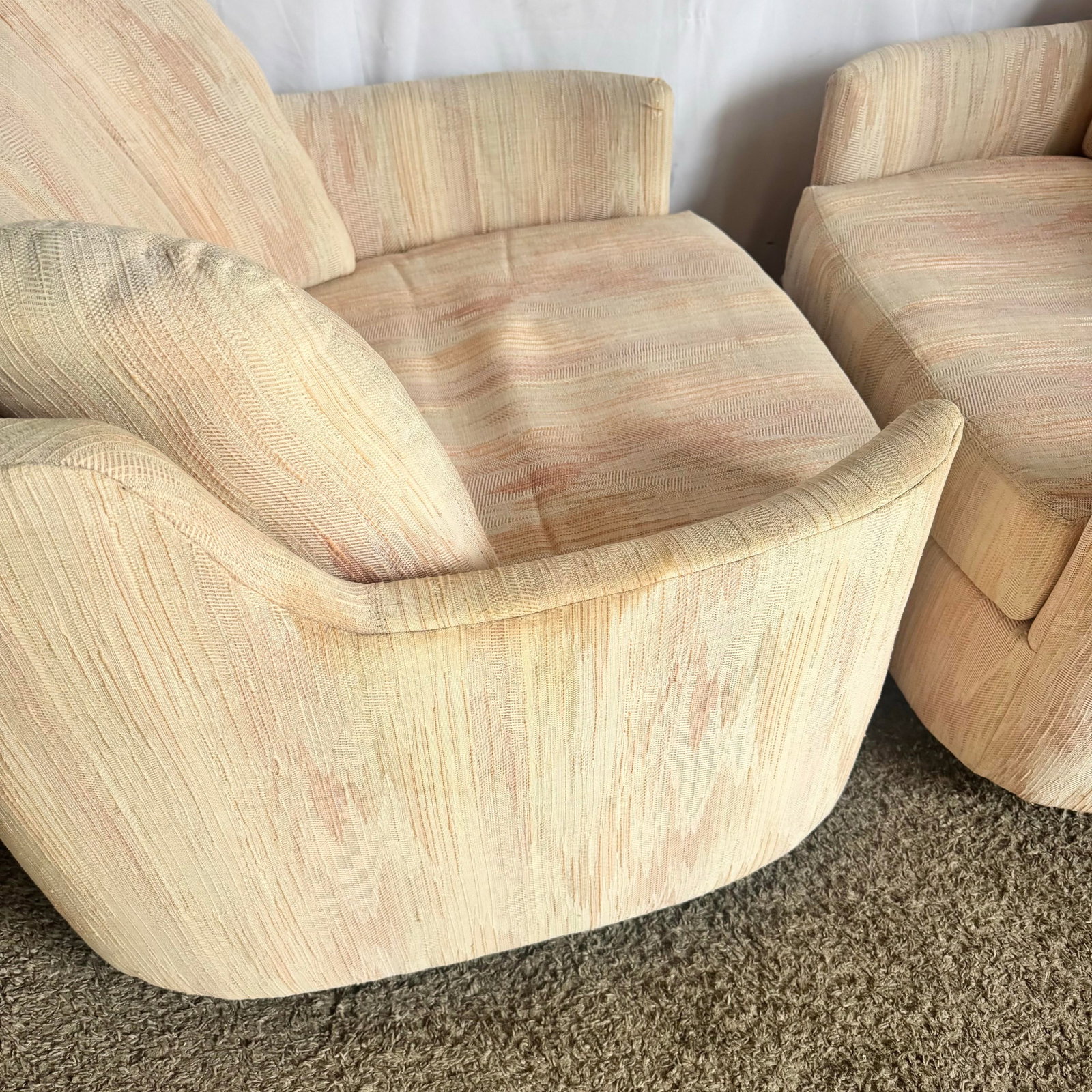 Postmodern Light Pink Sculpted Lounge Chairs by Carson's - A Pair - 9