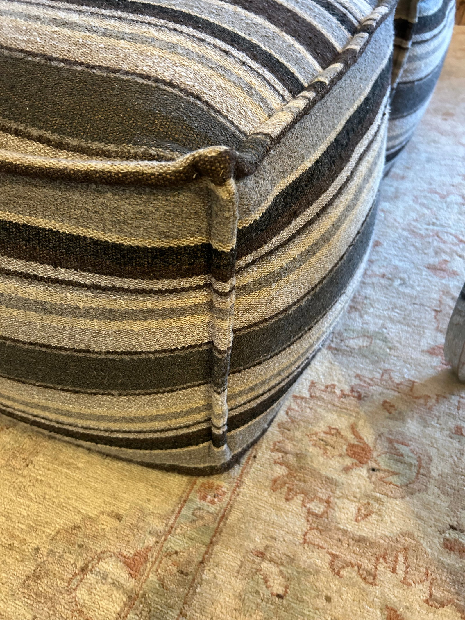Cube Shaped Striped Upholstered Poufs - 7
