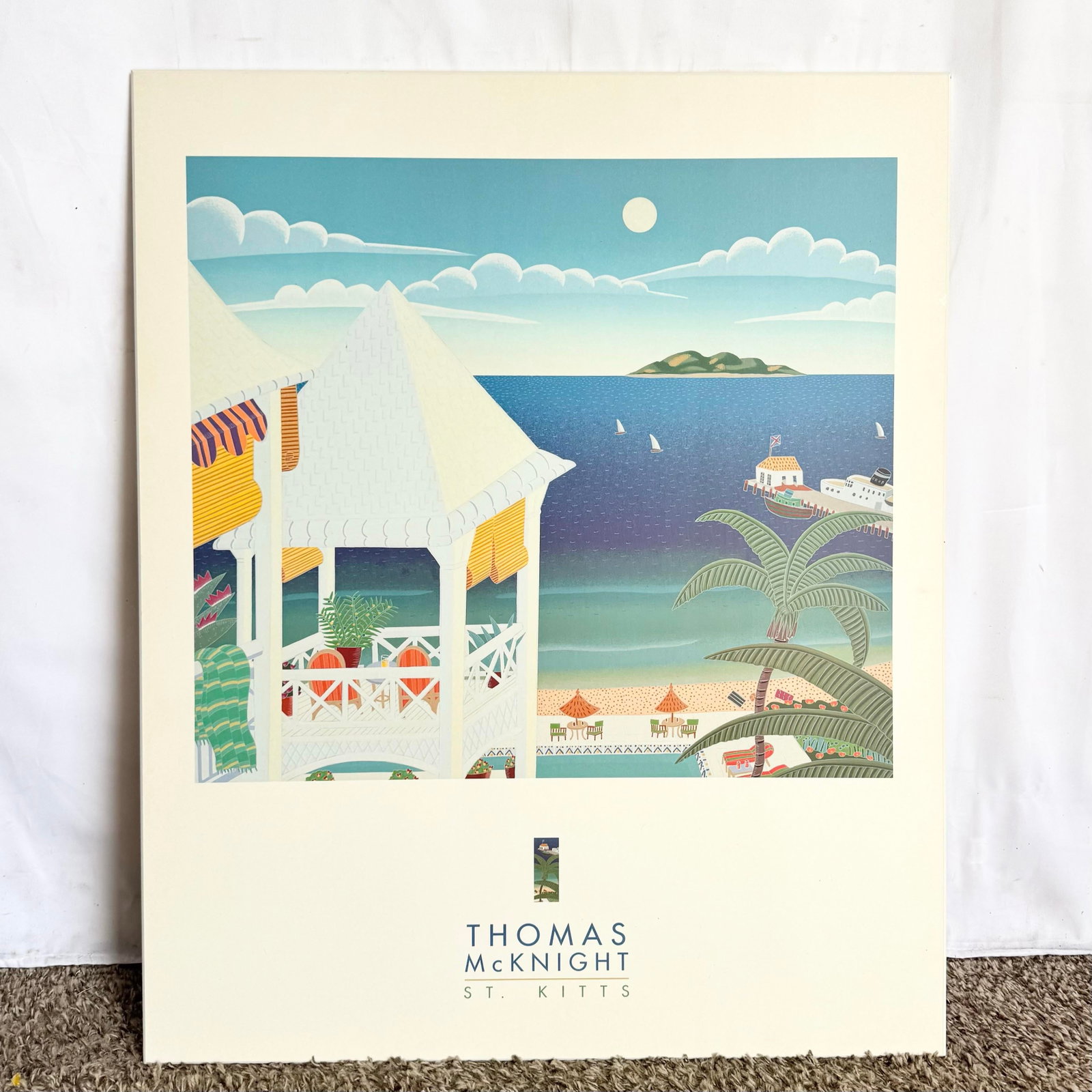 Vintage Thomas McKnight St. Kitts Print on Wood Board - 3