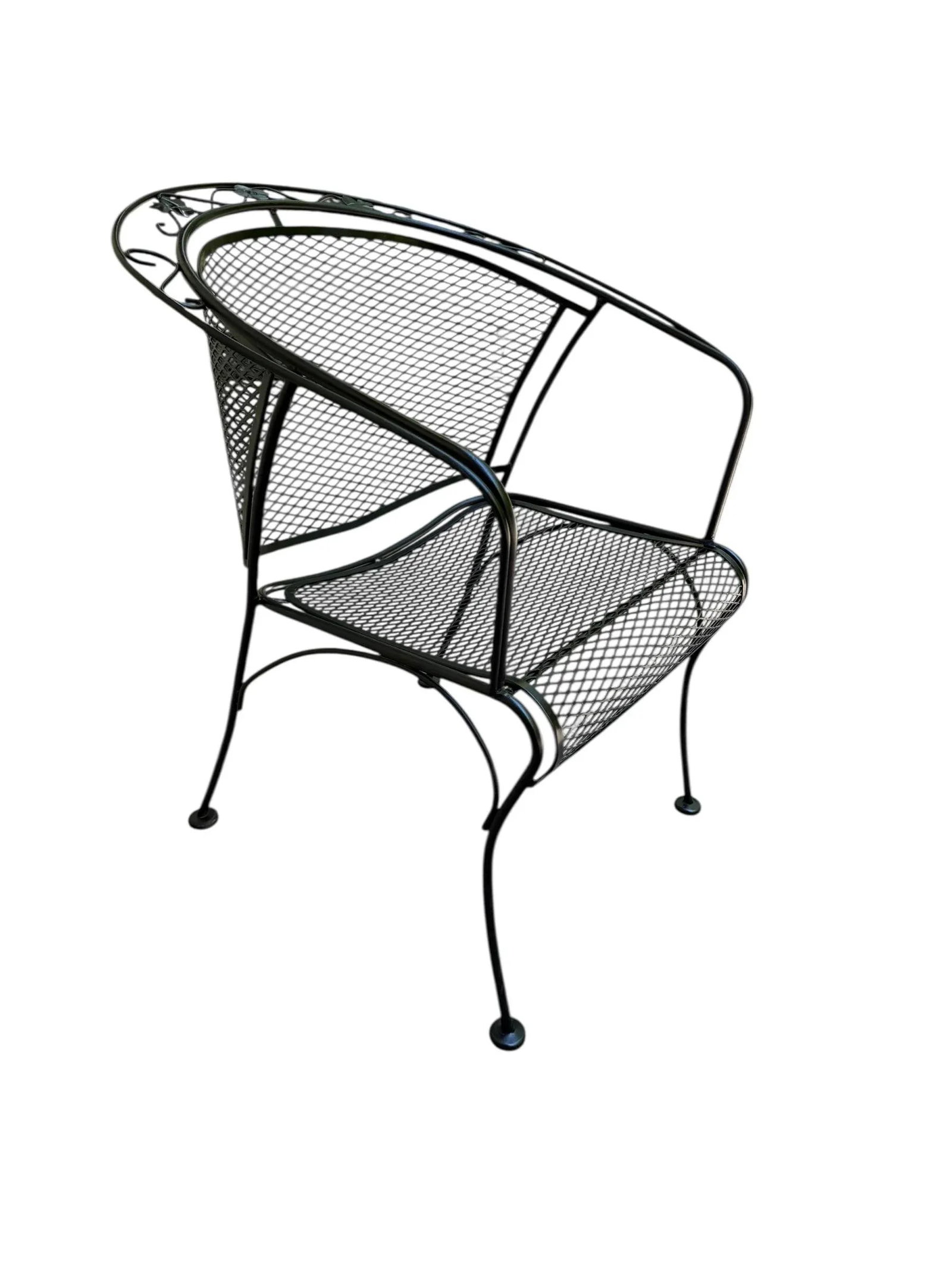 Russell Woodard Restored Wrought Iron Indoor/Outdoor Patio Table With 4 Barrel Chairs - 3