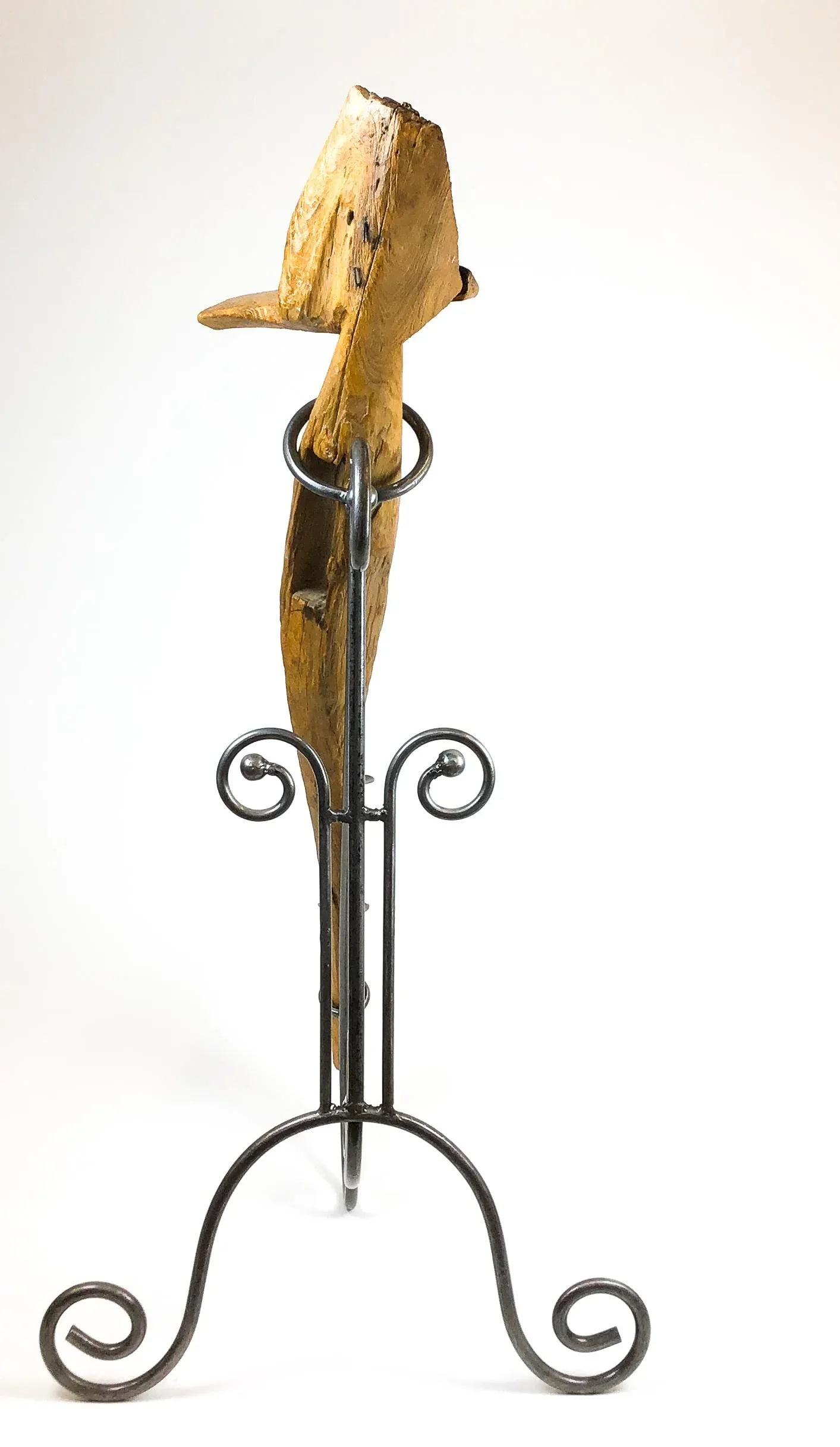 Antique Artisan Wooden Plow Sculpture Candle Holder - 11