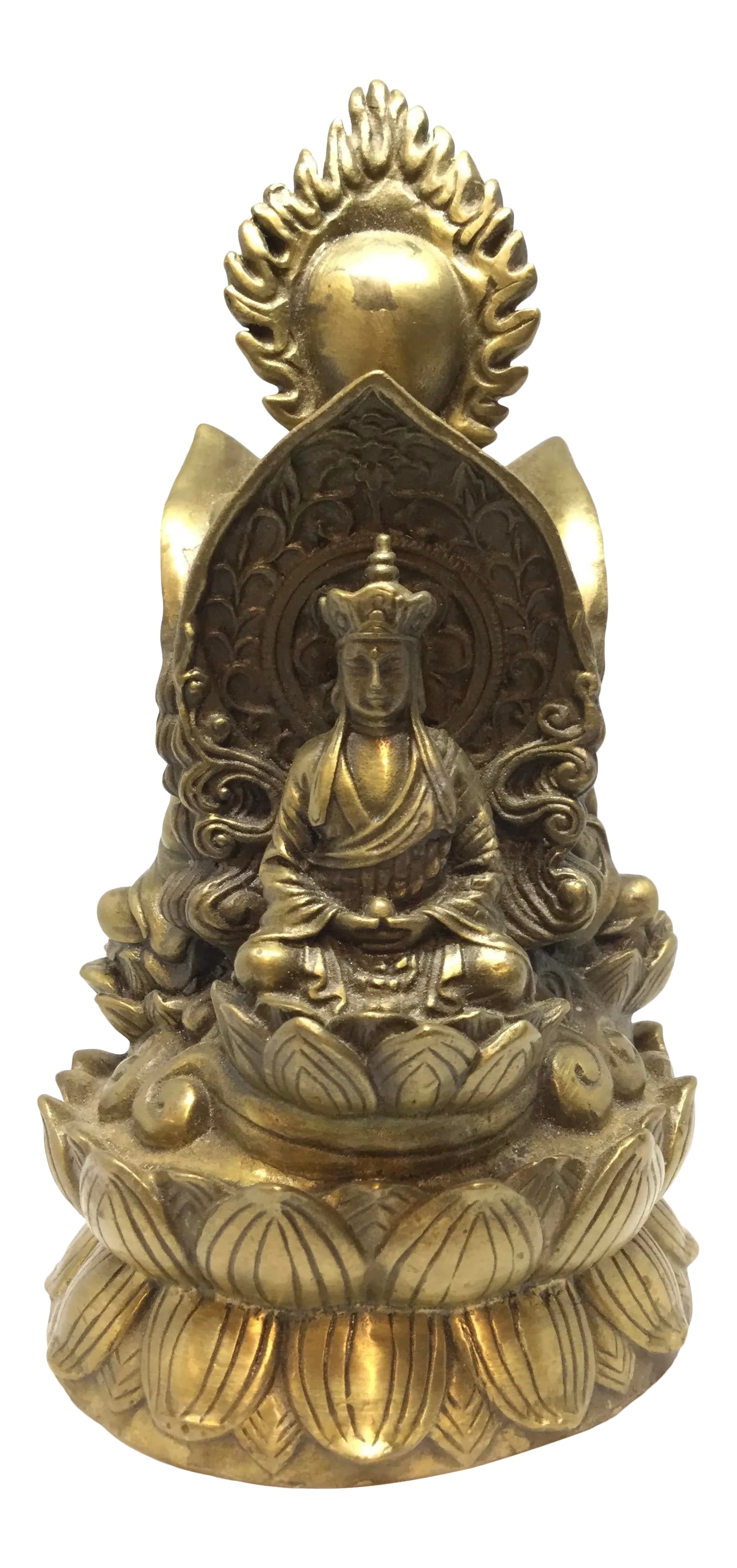 Antique Brass/Bronze Tibet Lotus Jizo Kwan-Yim Buddha: Heavy brass ( 2.25 lbs) antique statue purchased in Tibet during the 80's. Don't be fooled by copies. Just look at the fine details and smooth workmanship. These are becoming more rare. Ask if you