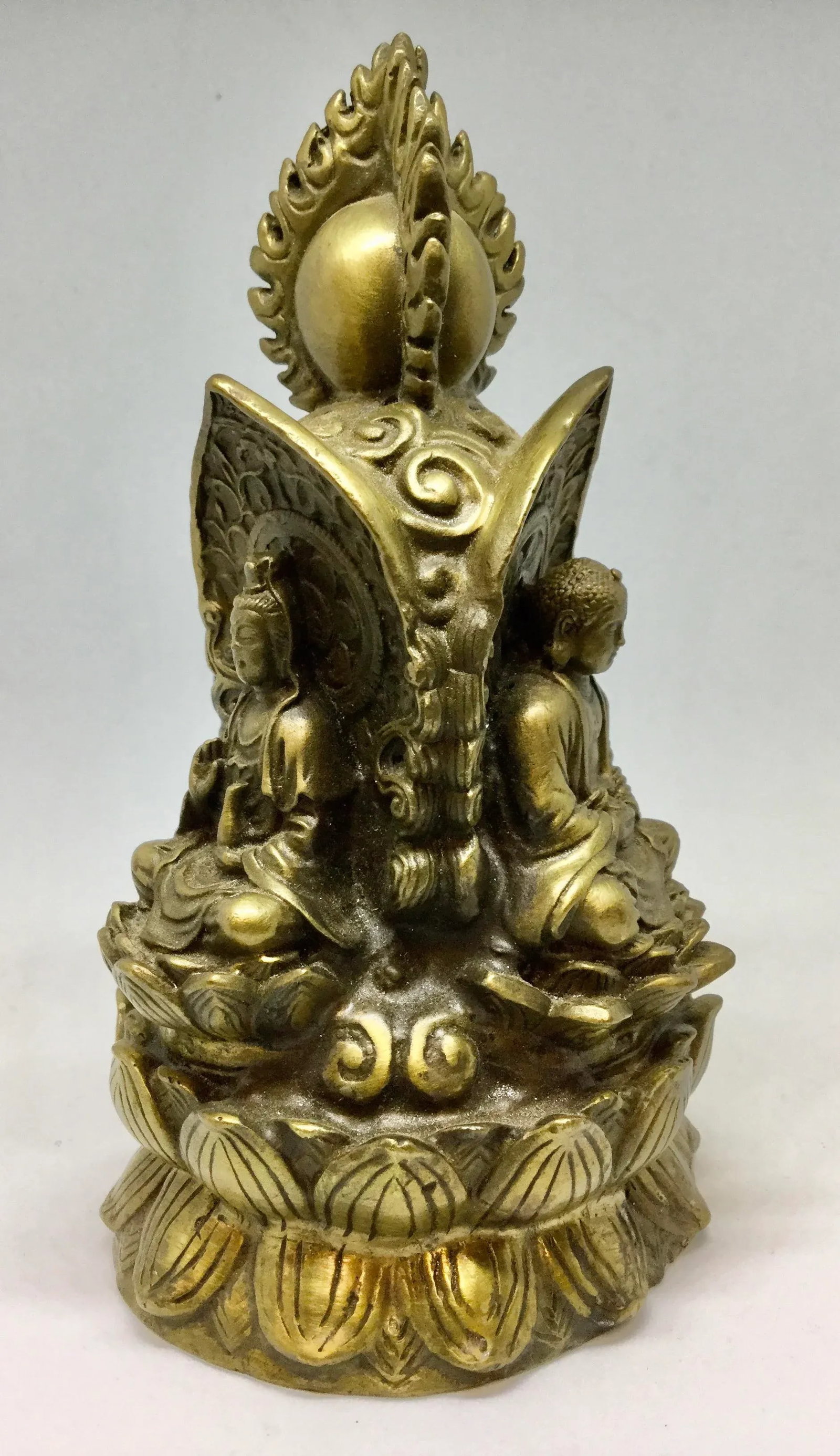 Antique Brass/Bronze Tibet Lotus Jizo Kwan-Yim Buddha - 4