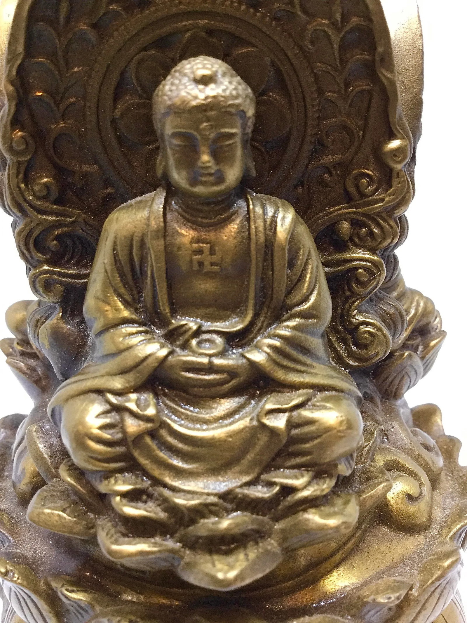 Antique Brass/Bronze Tibet Lotus Jizo Kwan-Yim Buddha - 8