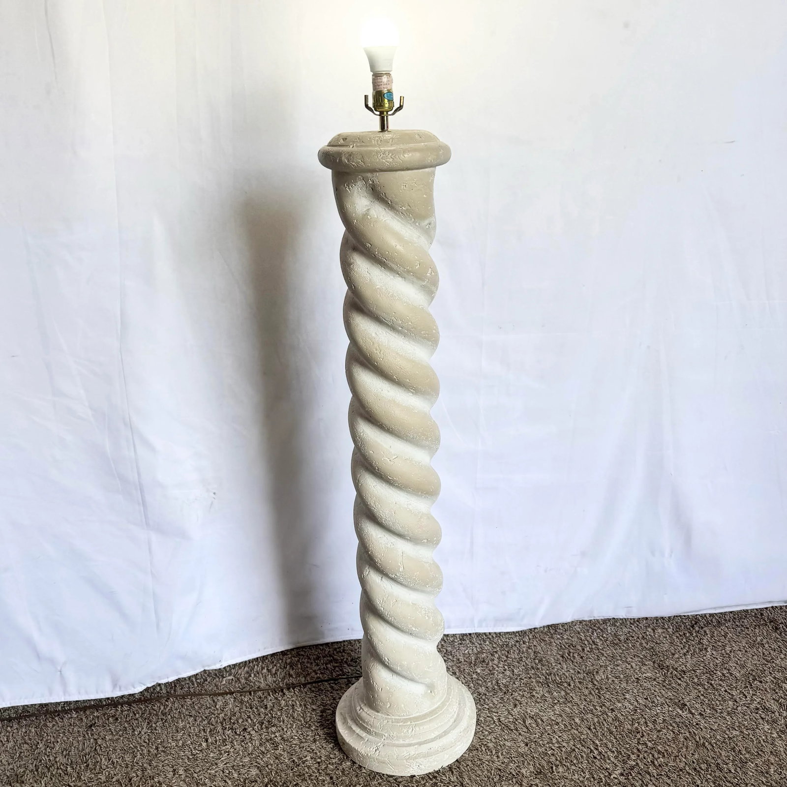 Postmodern Painted Plaster Swirl Pillar Floor Lamp - 3