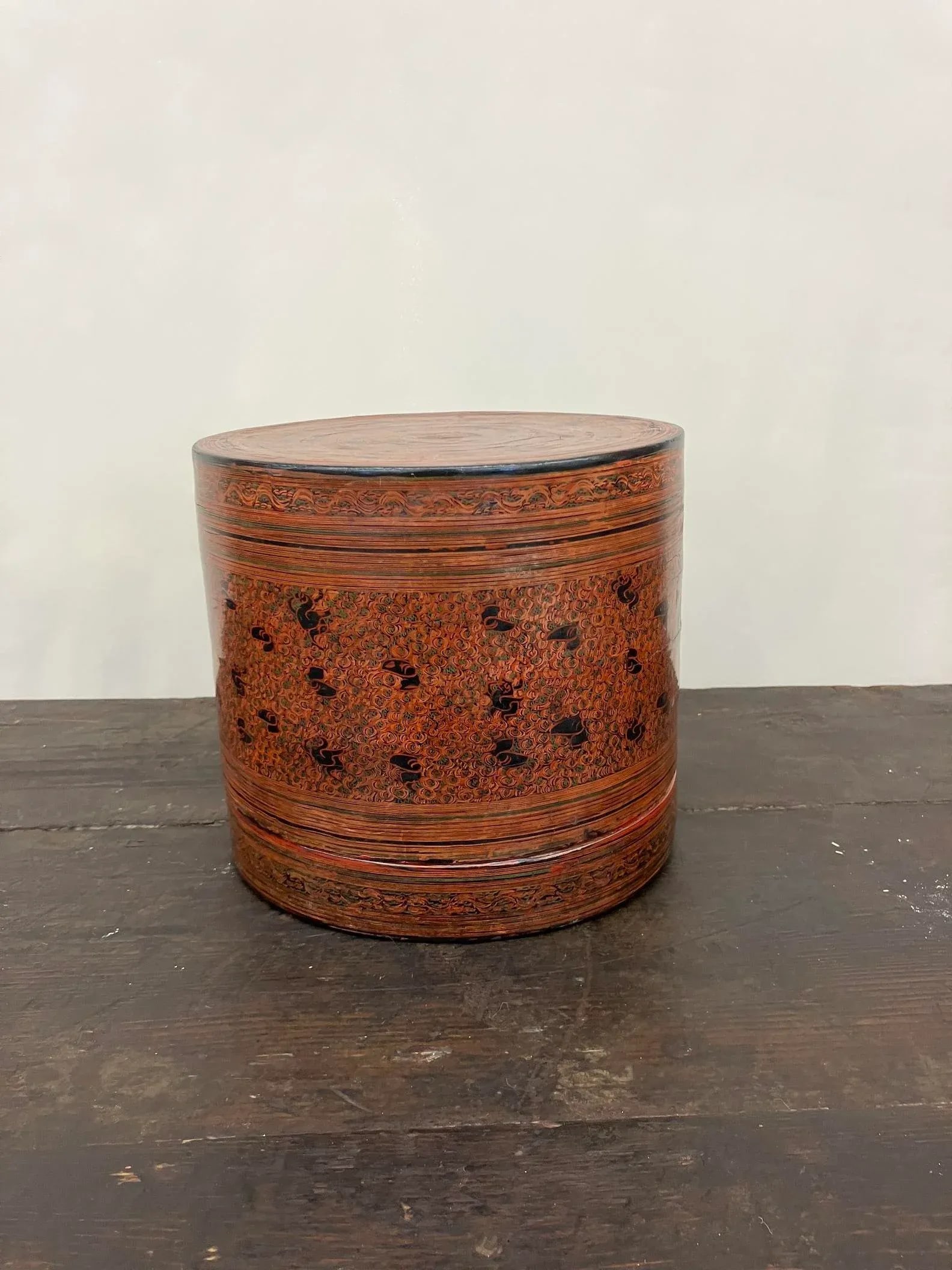 19th Century Burmese 3-Piece Round Lacquered Betel Nut Box - 17