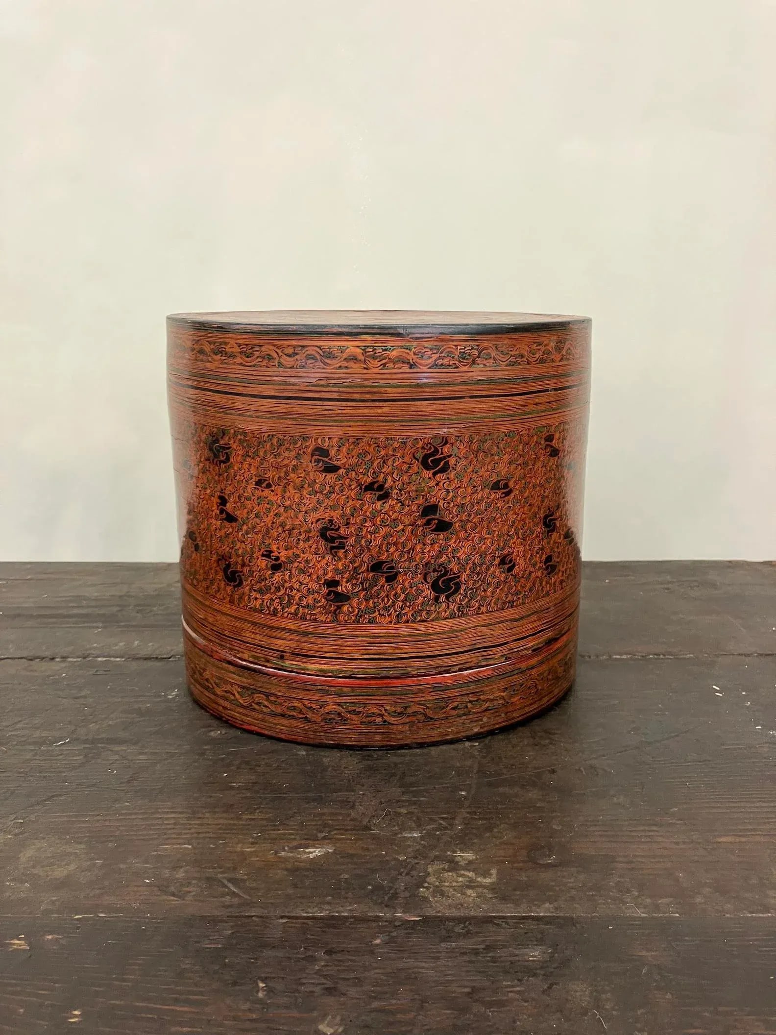 19th Century Burmese 3-Piece Round Lacquered Betel Nut Box - 18