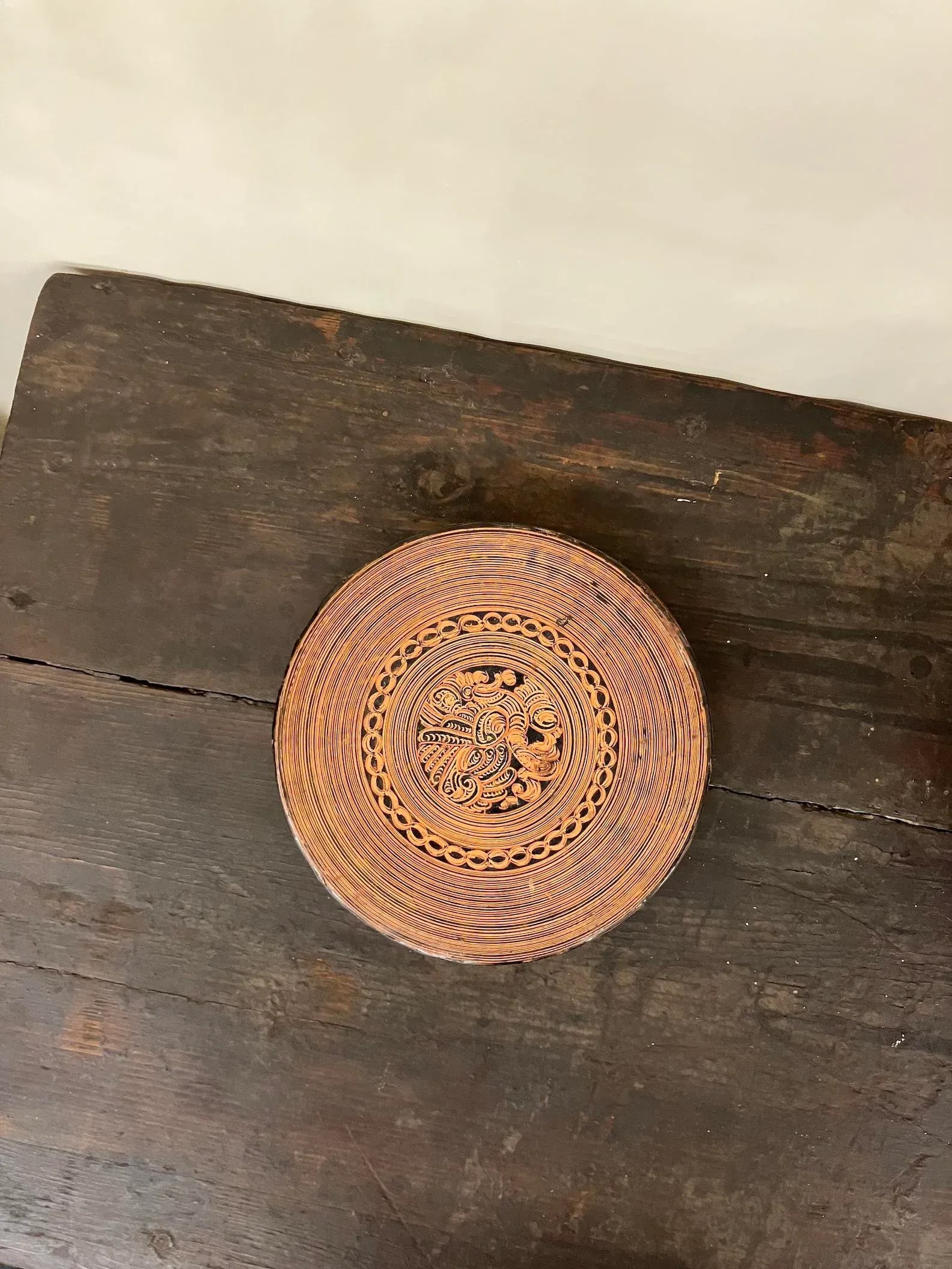 19th Century Burmese 3-Piece Round Lacquered Betel Nut Box - 2