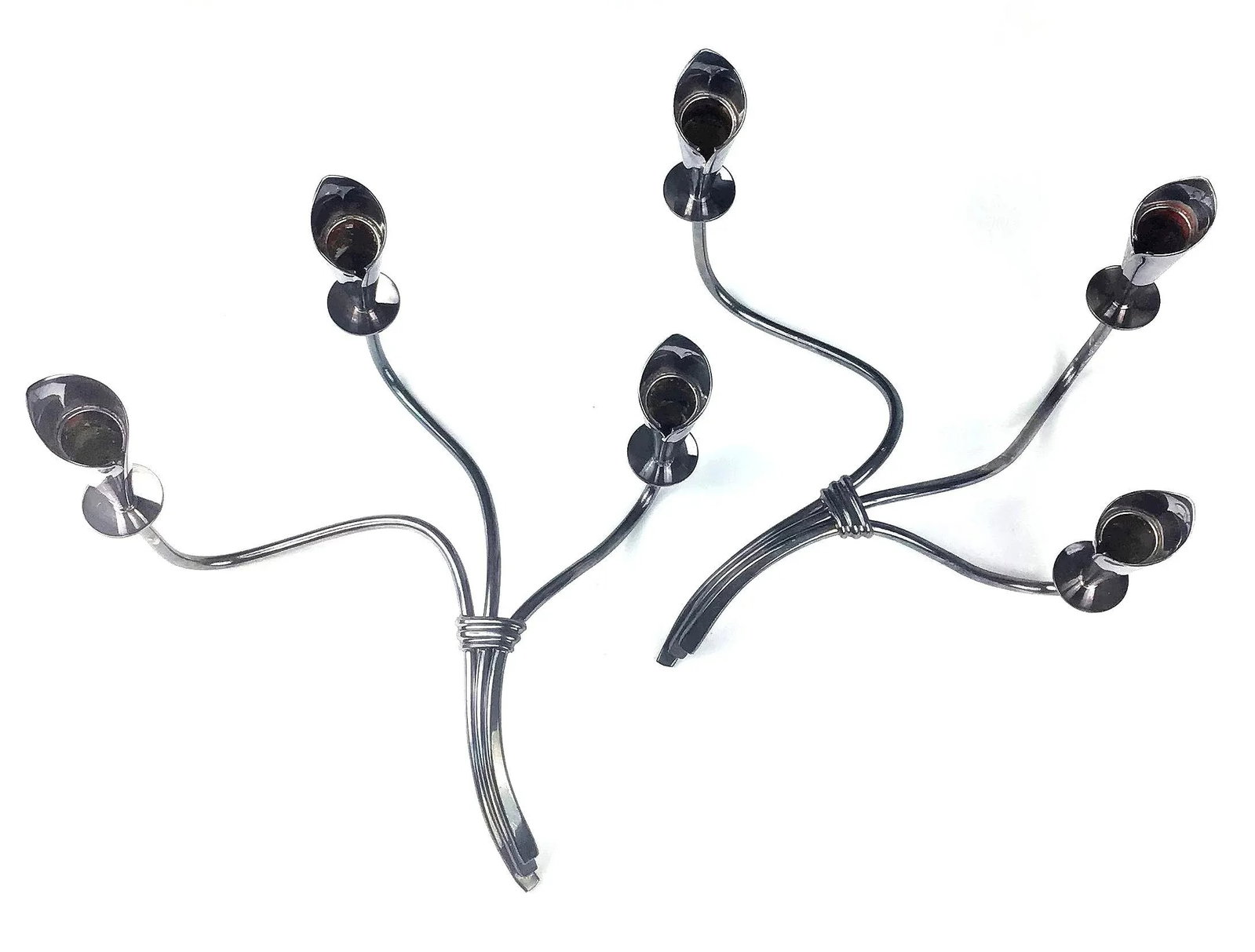 1970s Hans Jenson Silver Mid Century Modern Candle Holders - 13