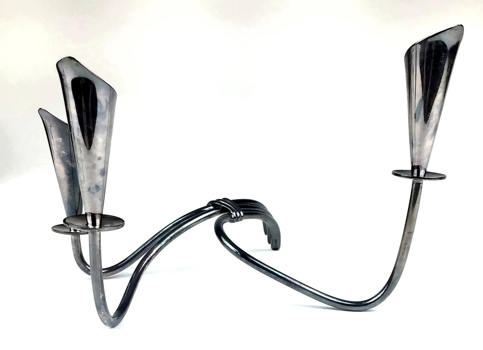 1970s Hans Jenson Silver Mid Century Modern Candle Holders - 5