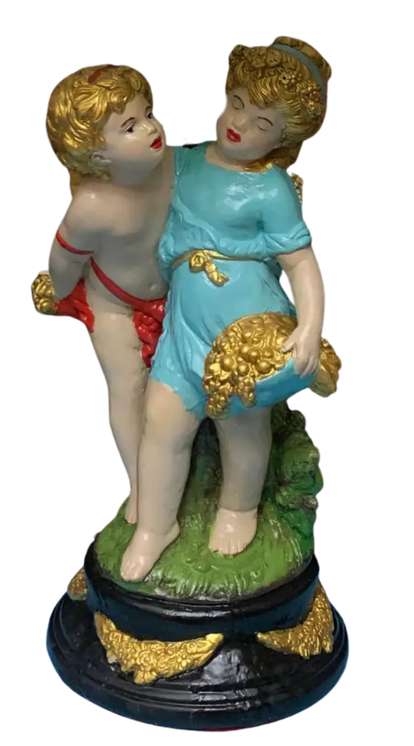 Mid-Century Chalkware Tender Cherubs Table Lamp - 13