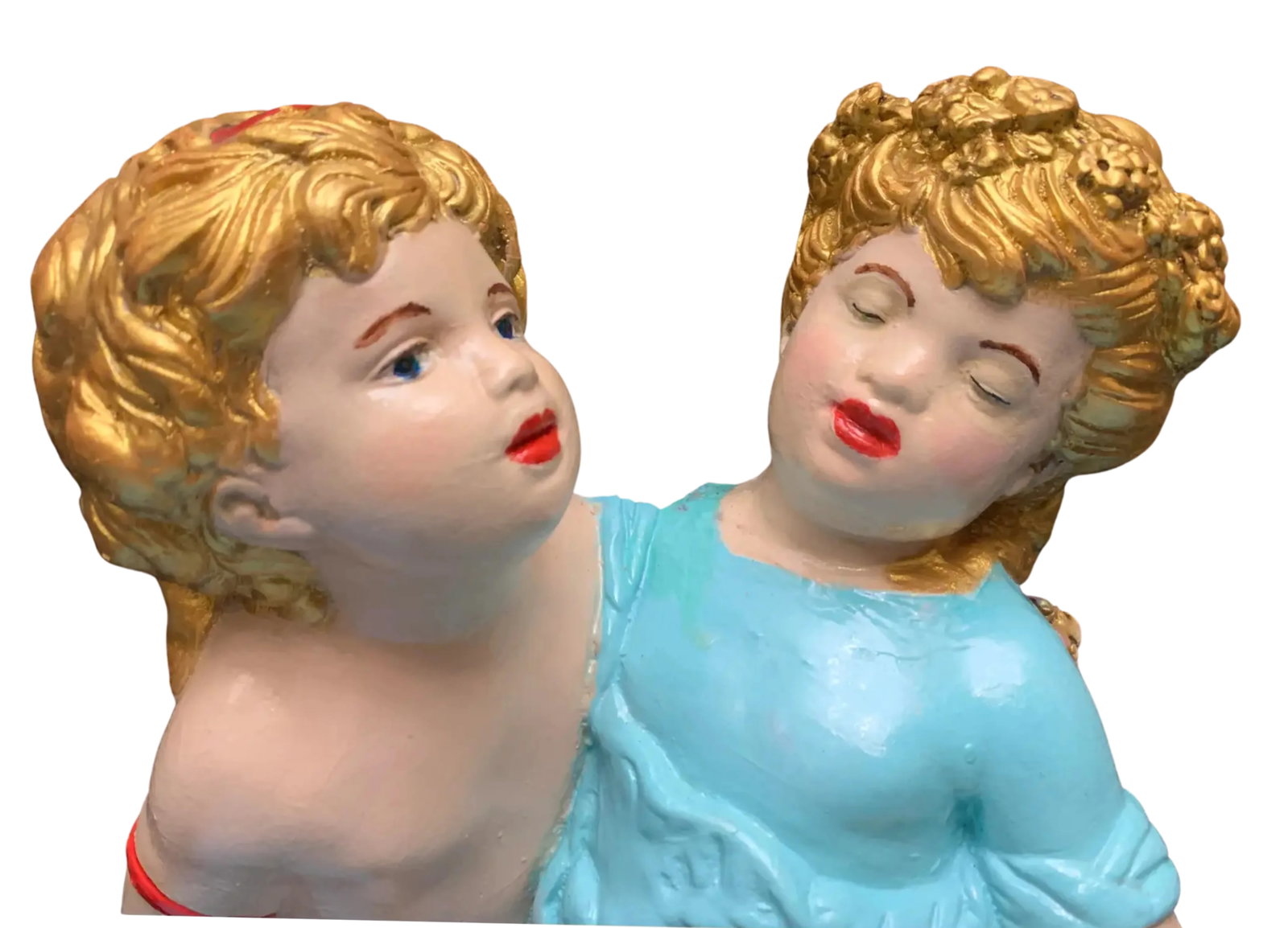 Mid-Century Chalkware Tender Cherubs Table Lamp - 6
